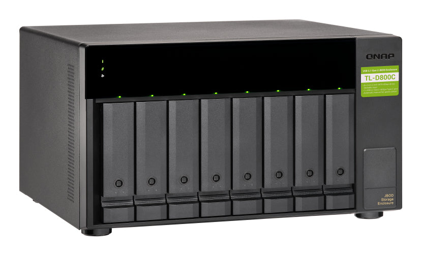 QNAP TL-D800C Boîtier de disques de stockage Boîtier disque dur/SSD Noir, Gris 2.5/3.5"
