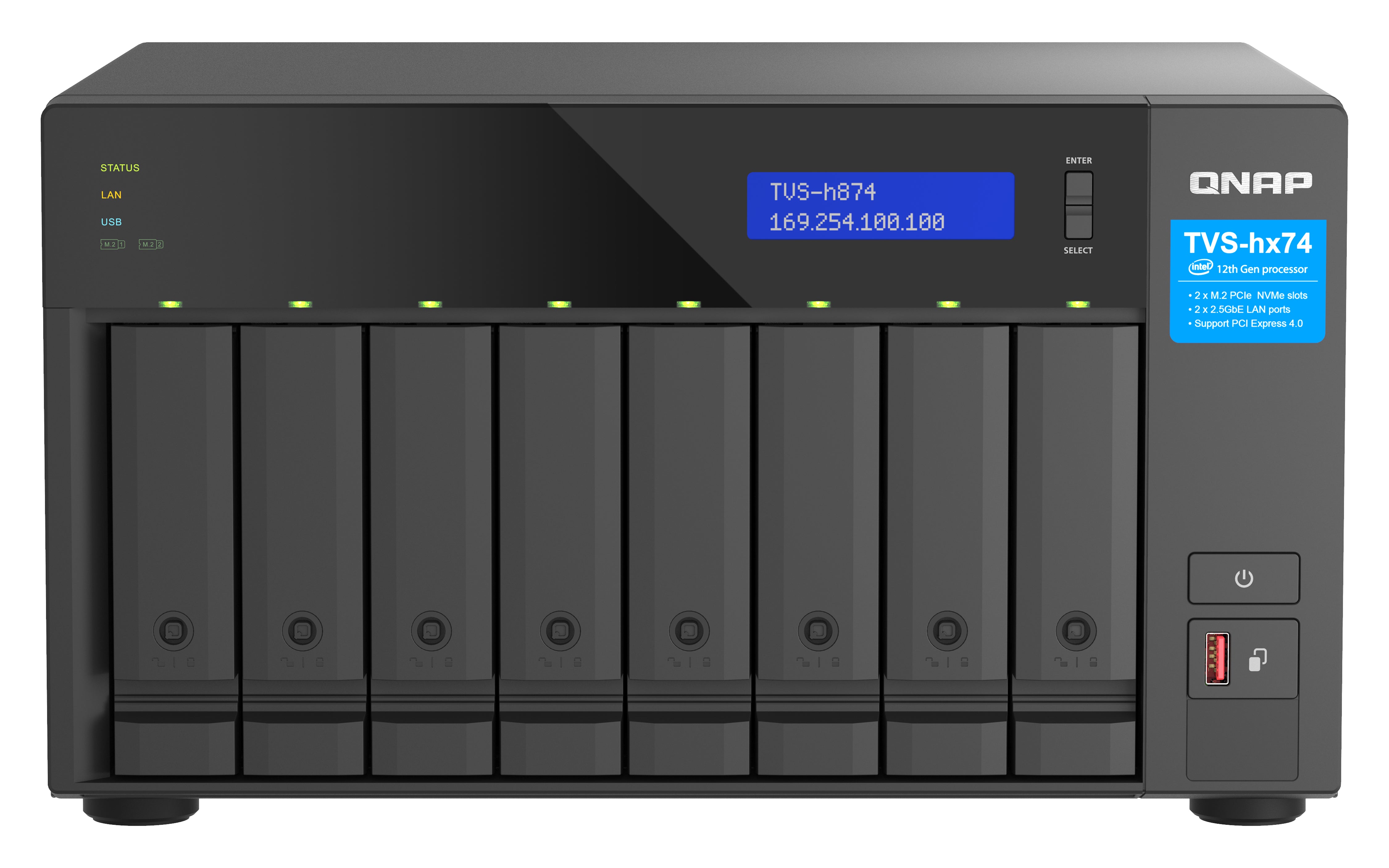 QNAP TVS-H874T-I7-32G serveur de stockage NAS Tower Intel® Core™ i7 32 Go DDR4 0 To QNAP QTS Noir