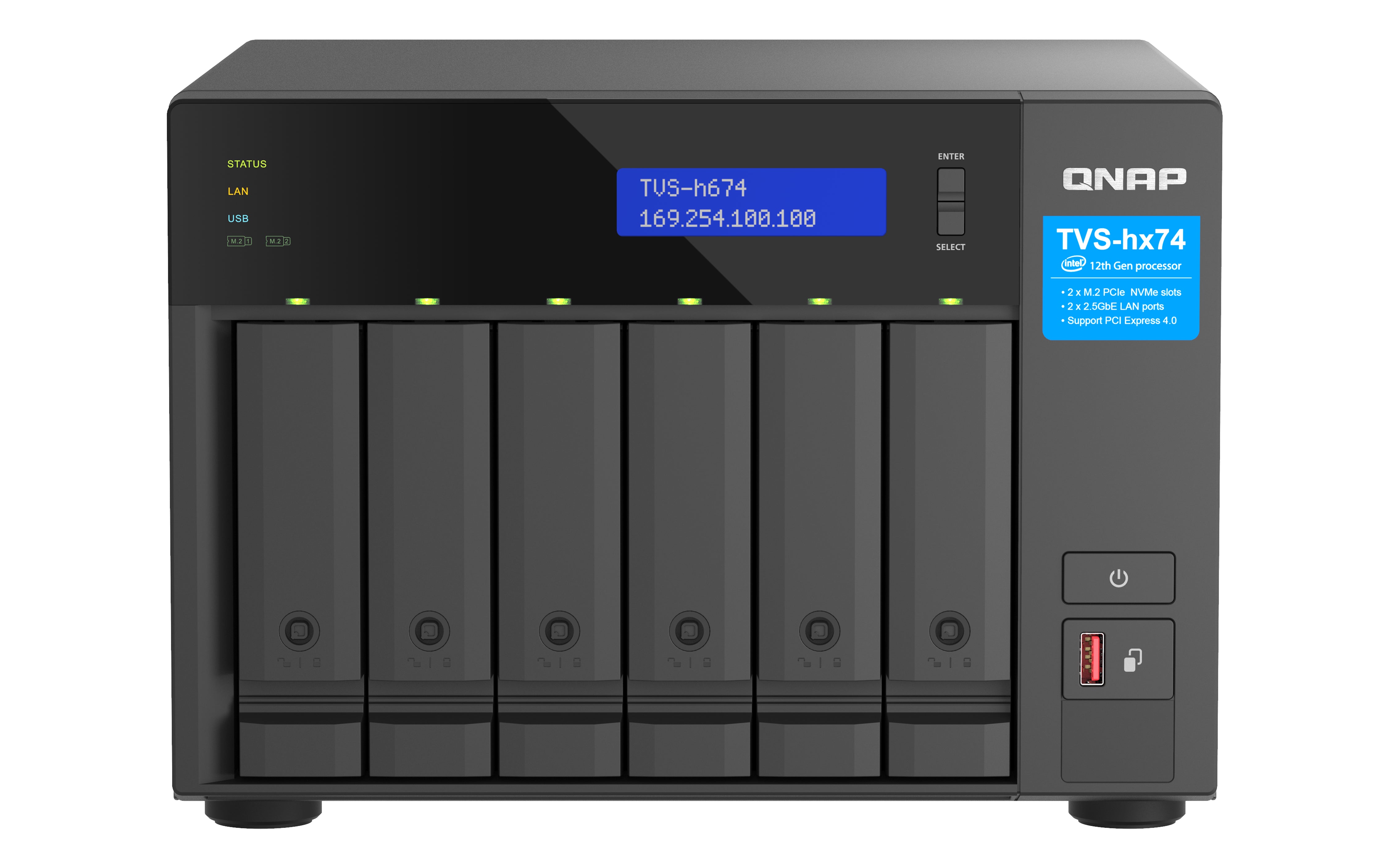 QNAP TVS-H674 NAS Tower Intel® Core™ i5 i5-12400 32 Go DDR4 0 To QuTS hero Noir