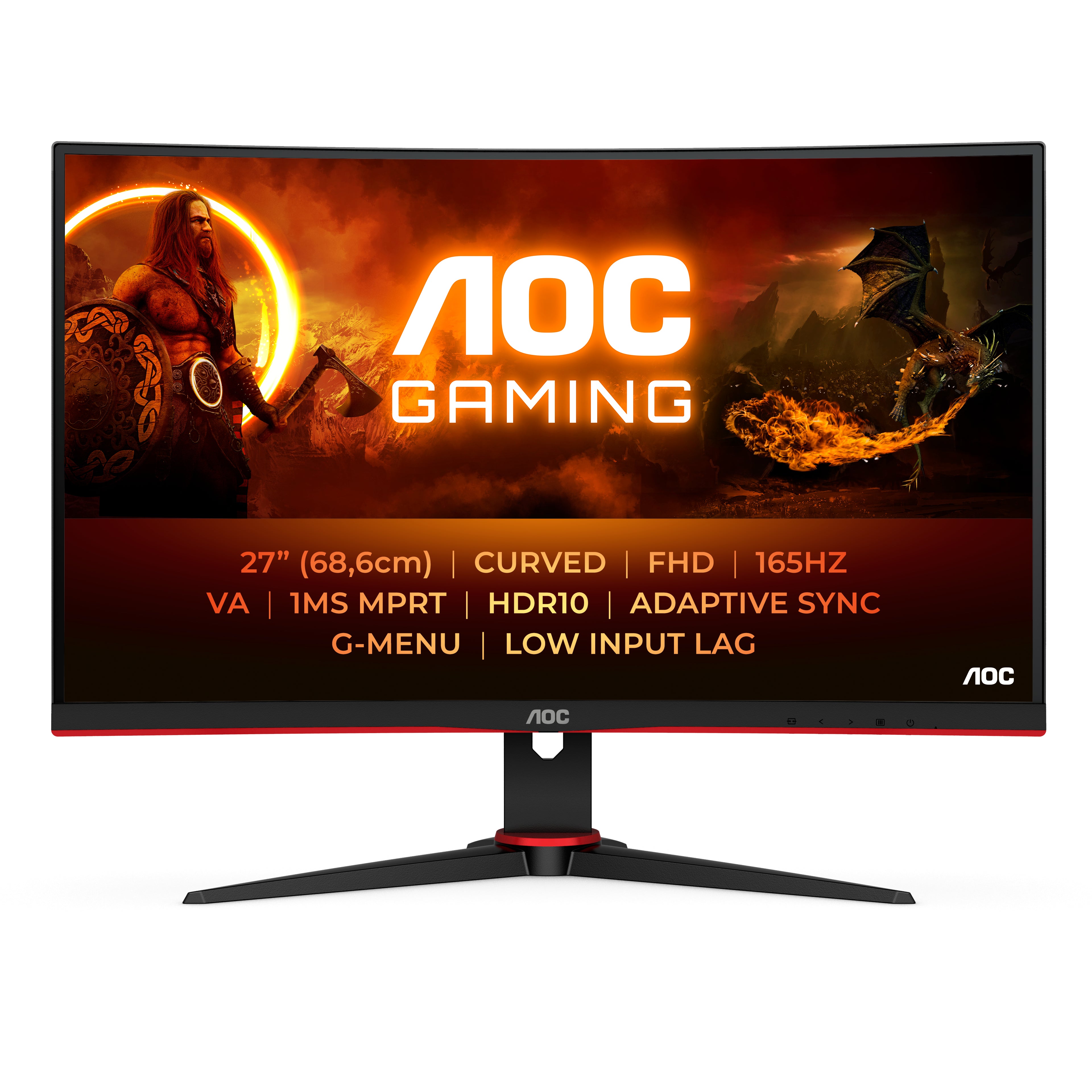 AOC G2 C27G2E/BK écran plat de PC 68,6 cm (27") 1920 x 1080 pixels Full HD Noir, Rouge