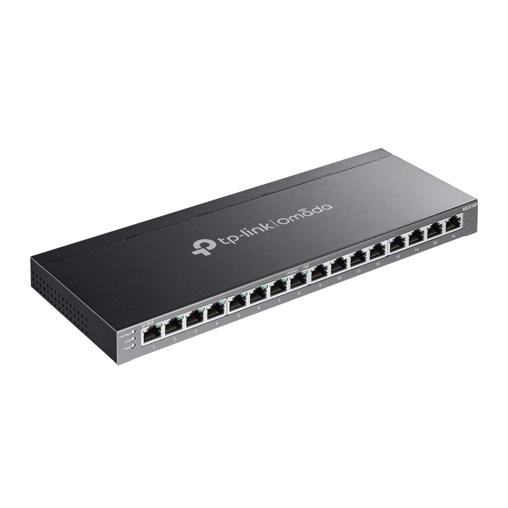 TP-Link Omada SG2016P commutateur réseau Géré L2/L2+ Gigabit Ethernet (10/100/1000) Connexion Ethernet, supportant l'alimentation via ce port (PoE) Noir