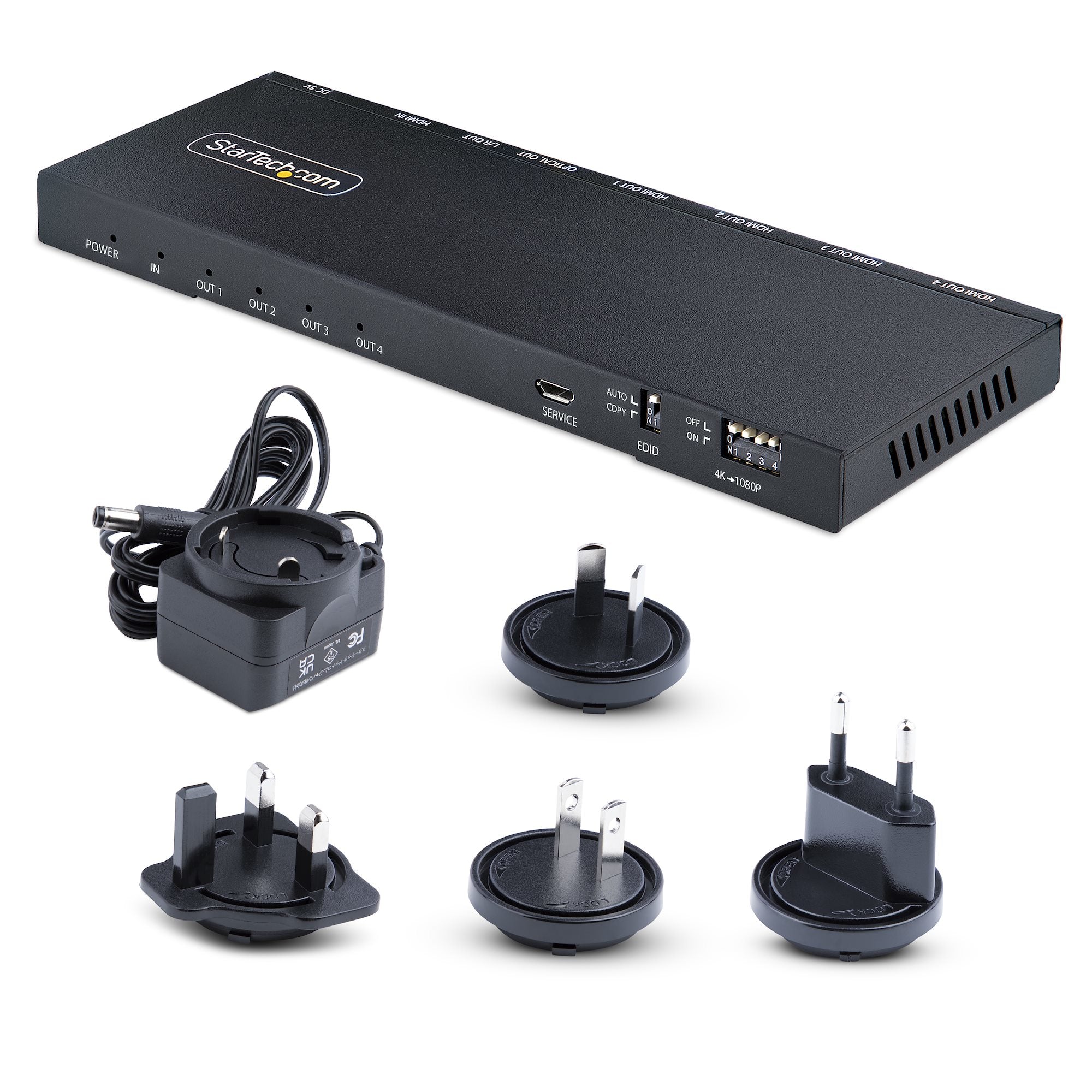 StarTech.com Splitter HDMI 4 Ports - Répartiteur HDMI 4K 60Hz avec Scaler Intégré - Répartiteur HDMI 1 Entrée 4 Sorties - Splitter HDMI 1080p PC - Port Optique 3.5mm