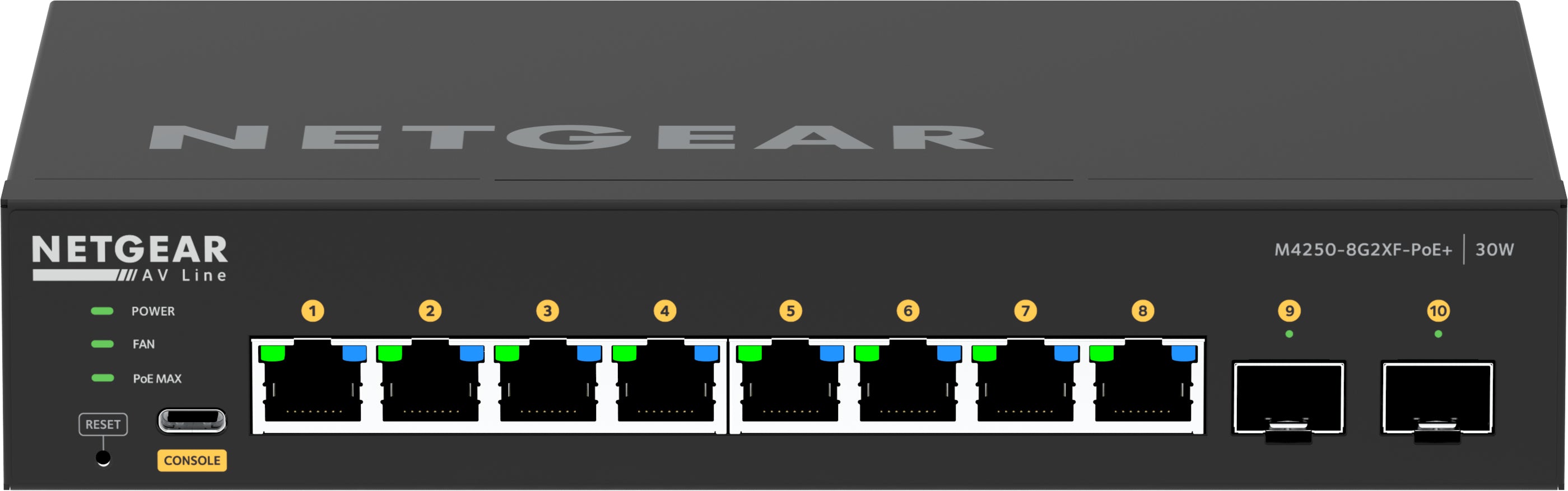 NETGEAR GSM4210PX-100EUS commutateur réseau Géré L2/L3 Gigabit Ethernet (10/100/1000) Connexion Ethernet, supportant l'alimentation via ce port (PoE) Noir