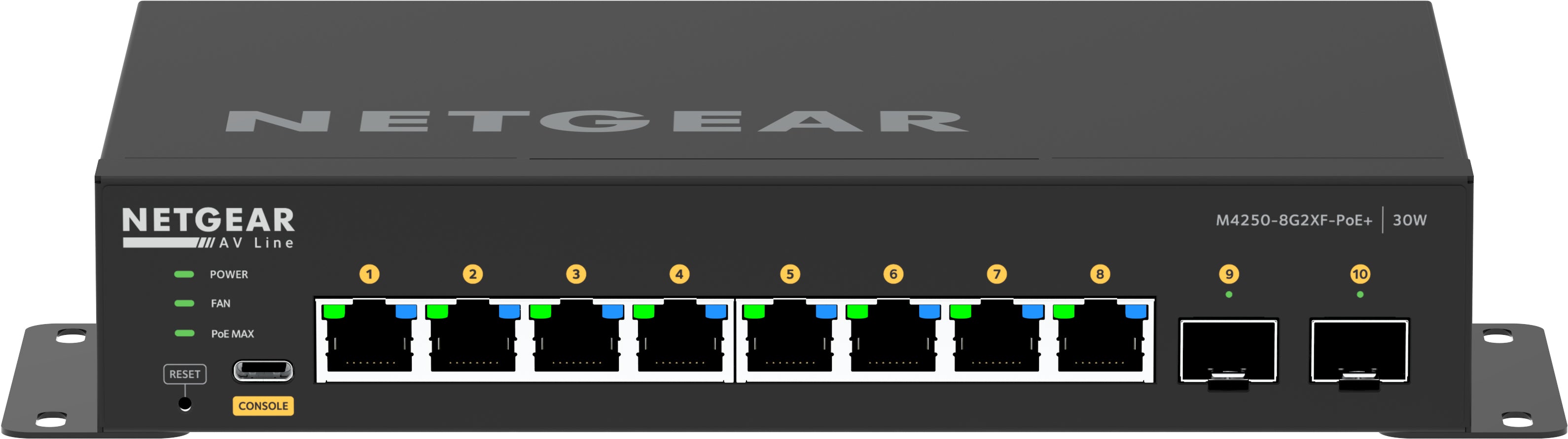 NETGEAR GSM4210PX-100EUS commutateur réseau Géré L2/L3 Gigabit Ethernet (10/100/1000) Connexion Ethernet, supportant l'alimentation via ce port (PoE) Noir
