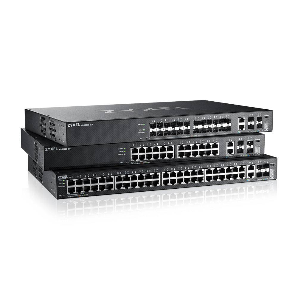 Zyxel XGS2220-30HP Géré L3 Gigabit Ethernet (10/100/1000) Connexion Ethernet, supportant l'alimentation via ce port (PoE) Noir