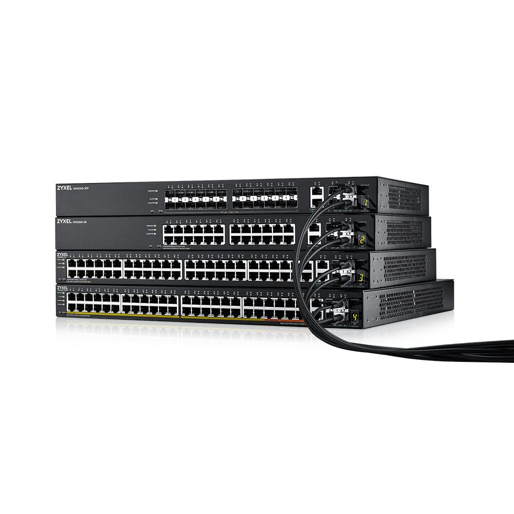 Zyxel XGS2220-30HP Géré L3 Gigabit Ethernet (10/100/1000) Connexion Ethernet, supportant l'alimentation via ce port (PoE) Noir