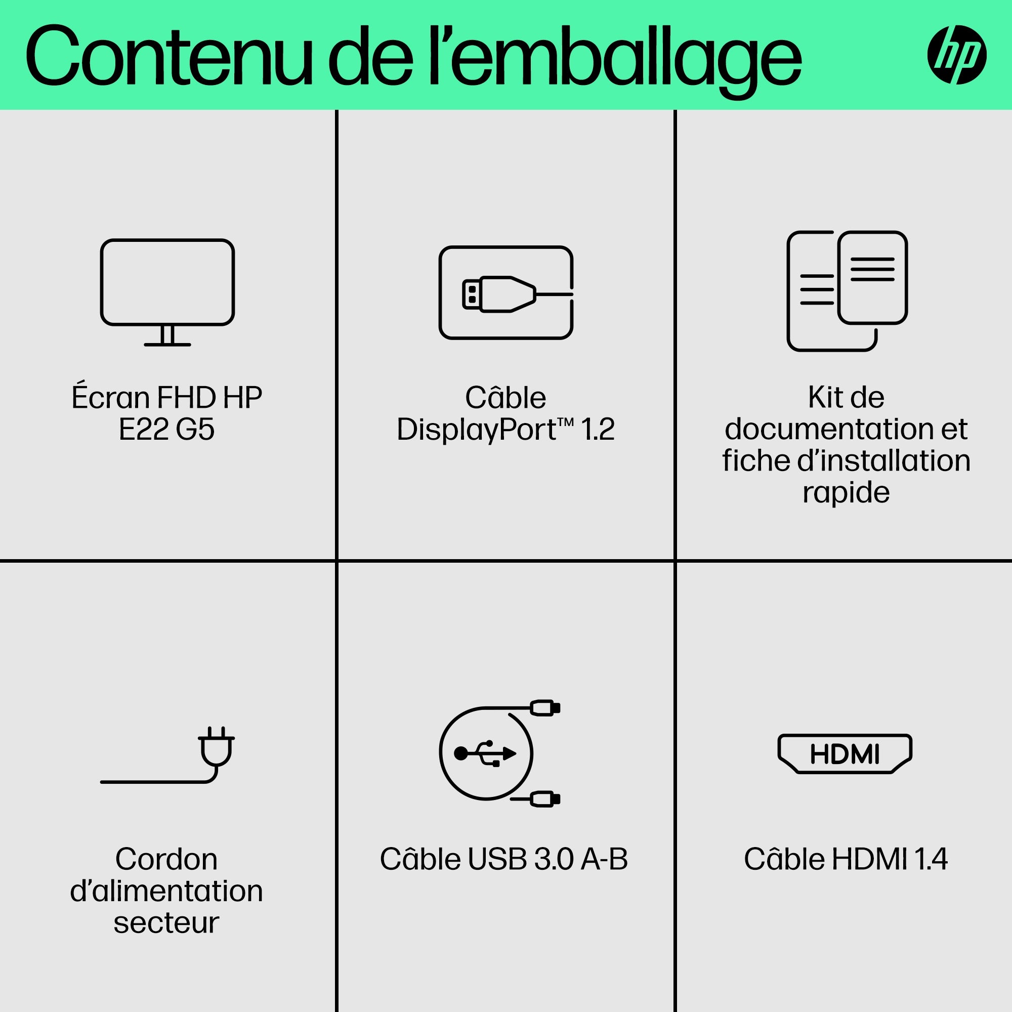HP E-Series Écran FHD E22 G5