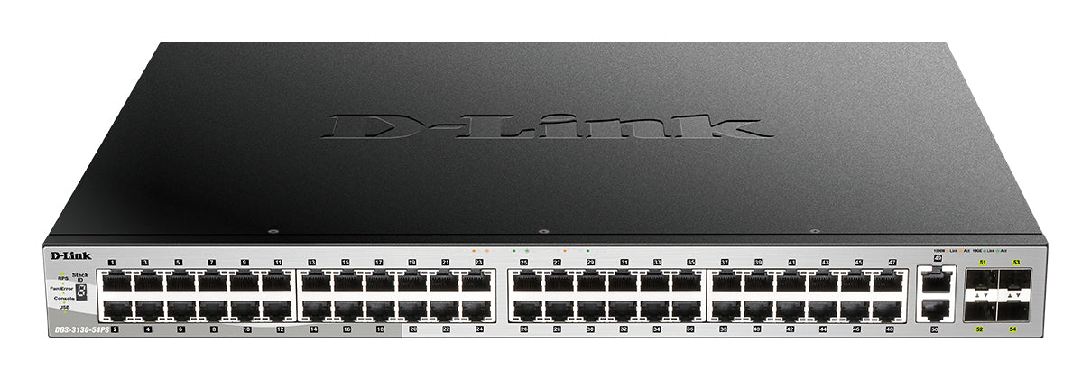 D-Link DGS-3130-54PS/E commutateur réseau Géré L3 Gigabit Ethernet (10/100/1000) Connexion Ethernet, supportant l'alimentation via ce port (PoE) Gris