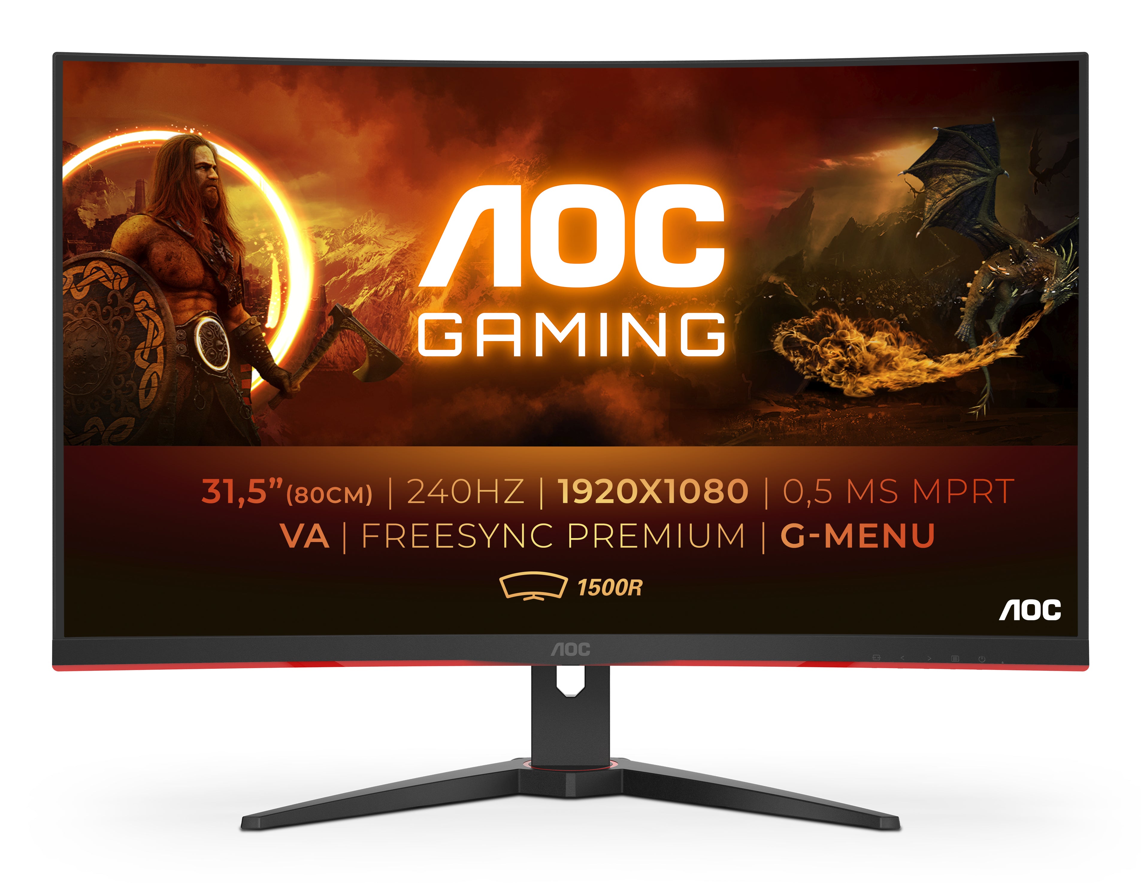 AOC G2 C32G2ZE/BK écran plat de PC 80 cm (31.5") 1920 x 1080 pixels Full HD LED Noir, Rouge