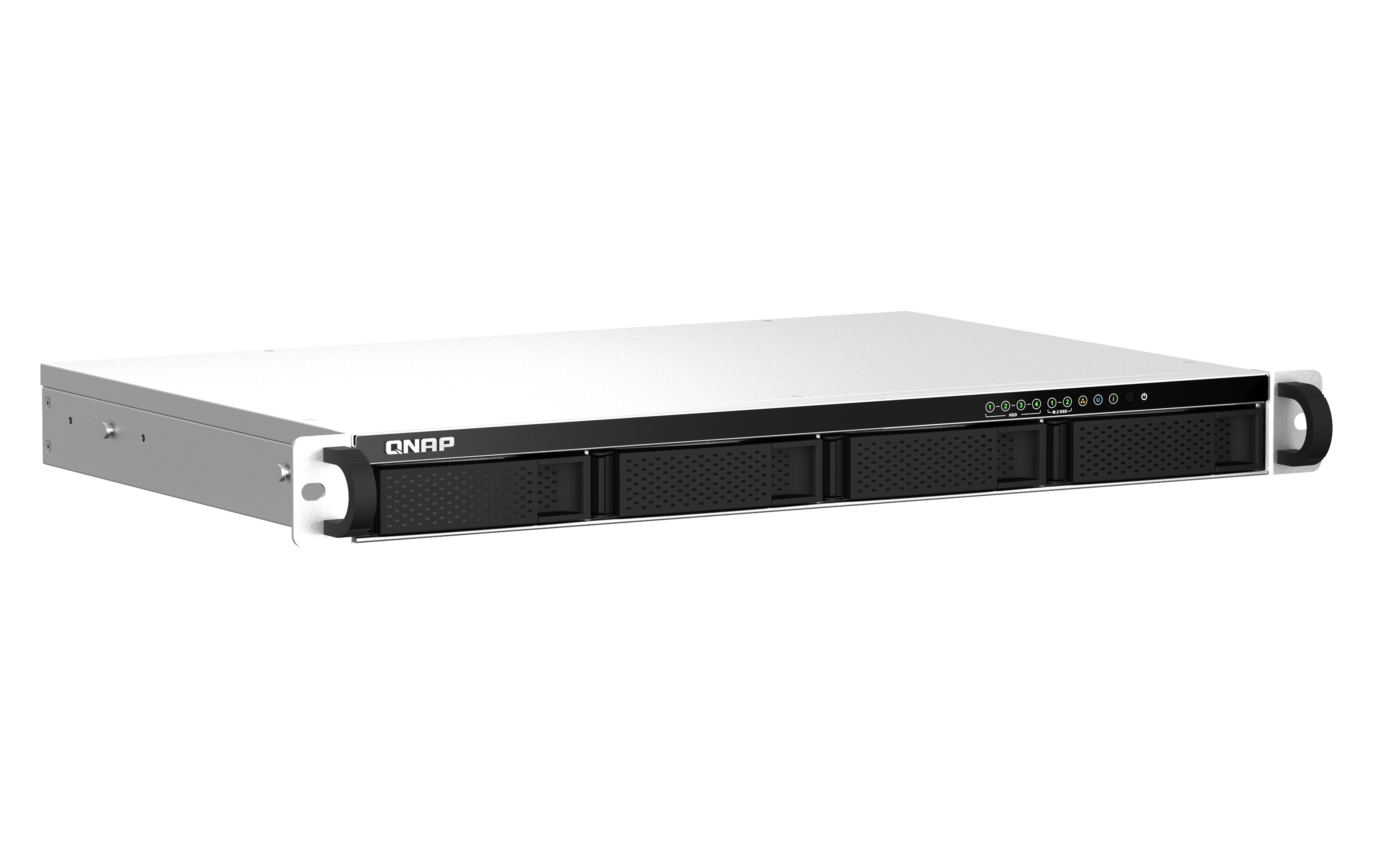 QNAP TS-464eU NAS Rack (1 U) Intel® Celeron® N5095 8 Go DDR4 0 To QNAP Turbo System Aluminium, Noir
