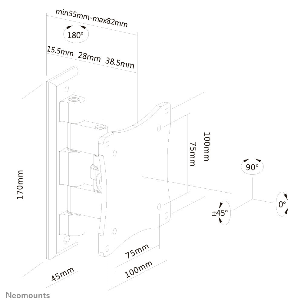 Neomounts support mural pour tv/moniteur