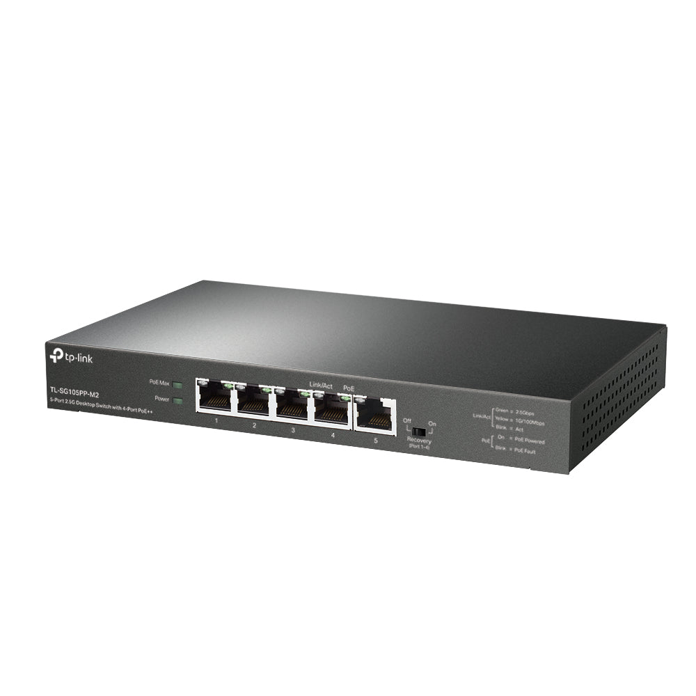 TP-Link TL-SG105PP-M2 commutateur réseau Non-géré Gigabit Ethernet (10/100/1000) Connexion Ethernet, supportant l'alimentation via ce port (PoE) Noir