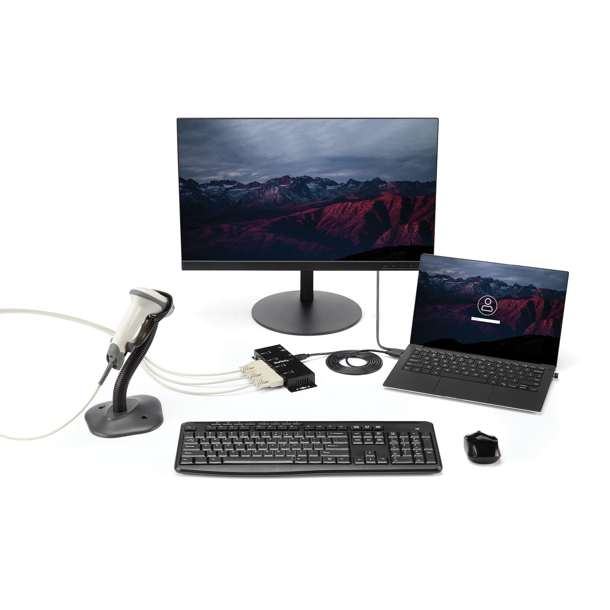 StarTech.com Hub adaptateur USB vers série DB9 RS232 4 ports – Montage sur rail DIN industriel et mural
