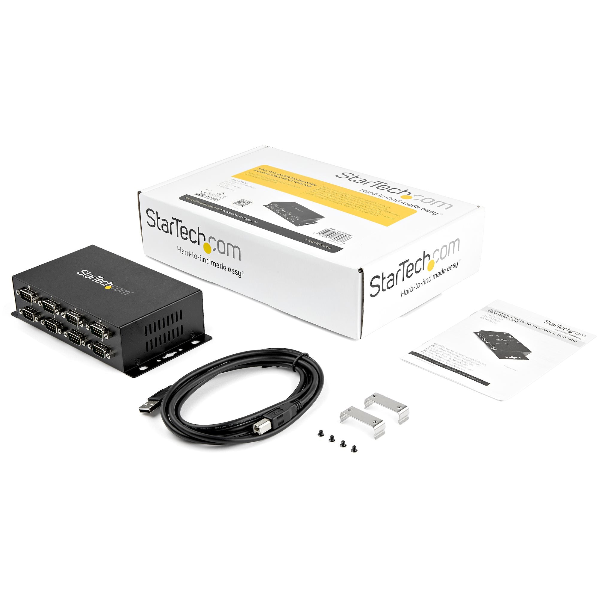 StarTech.com Hub série RS232 à 8 ports - Adaptateur USB vers 8x DB9 RS232 à montage mural et rail DIN