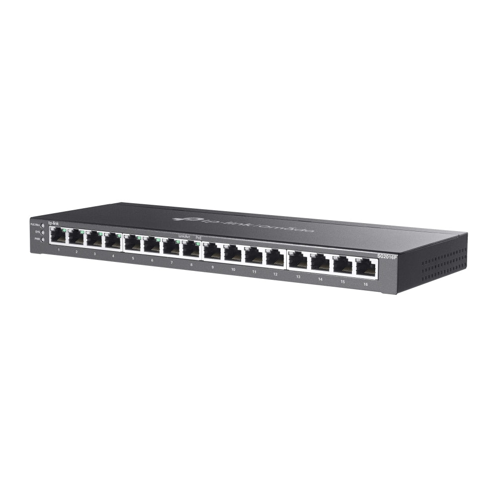 TP-Link Omada SG2016P commutateur réseau Géré L2/L2+ Gigabit Ethernet (10/100/1000) Connexion Ethernet, supportant l'alimentation via ce port (PoE) Noir