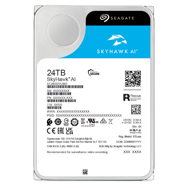 Seagate SkyHawk AI disque dur 24 To 7200 tr/min 512 Mo 3.5" Série ATA III