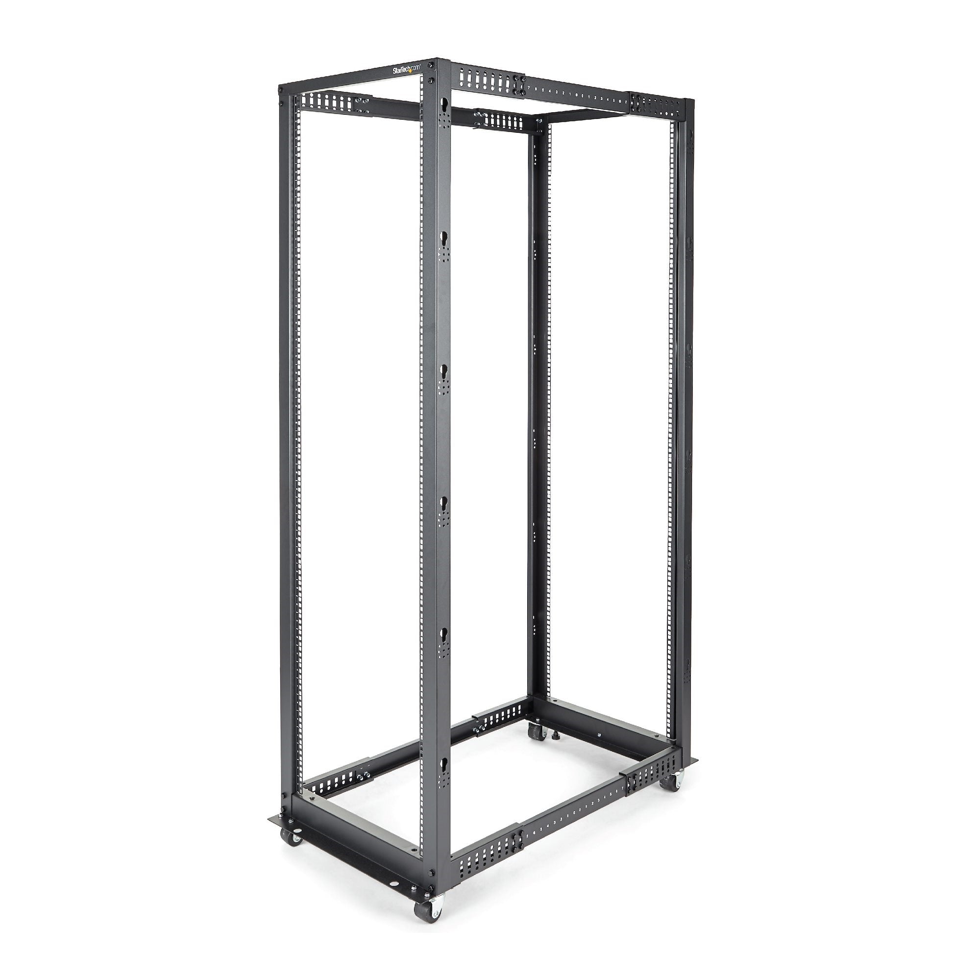 StarTech.com Rack Serveur Mobile 42U à 4 Montants, Rack Réseau 19" à 4 Montants avec Roulettes, Rack Roulant avec Profondeur Ajustable pour PC/AV/Données/IT - Roulettes, Pieds de Mise à Niveau ou Montage au Sol