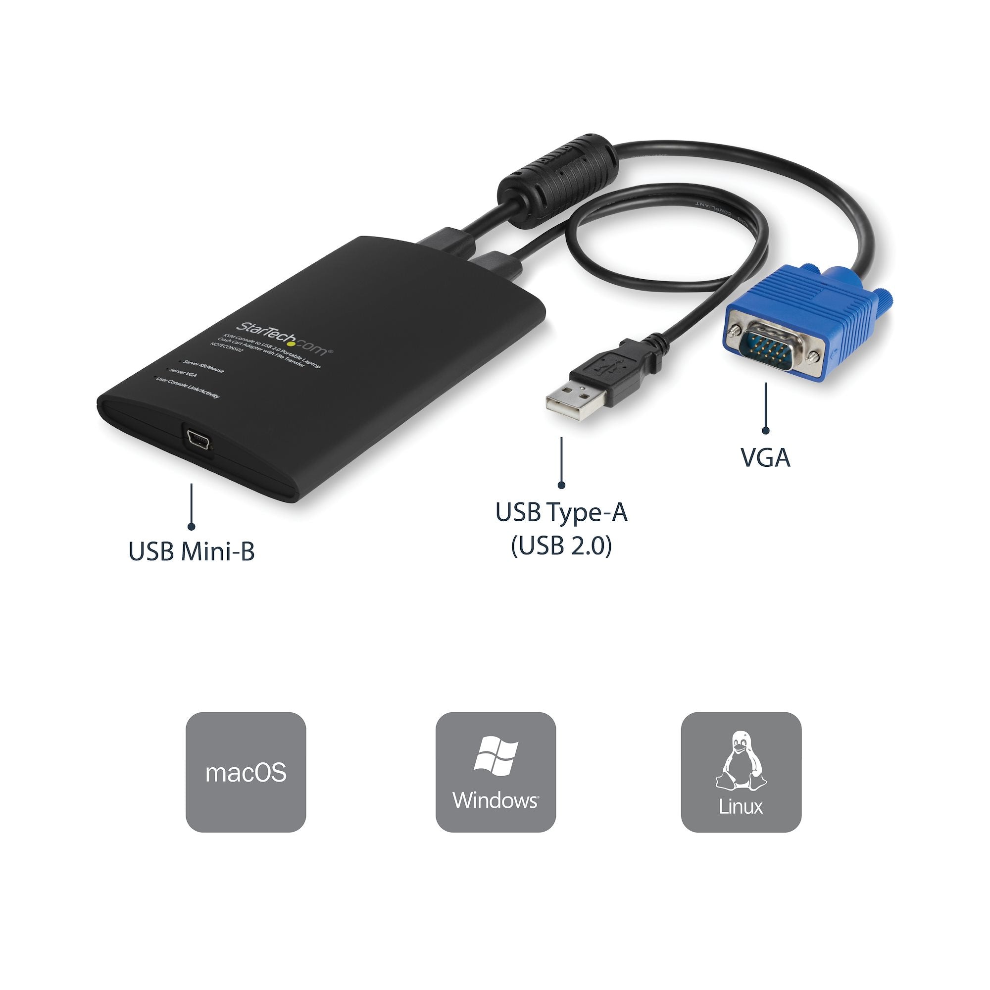 StarTech.com Adaptateur Crash Cart USB - Adaptateur Crash Cart KVM USB pour Ordinateur Portable - Crash Cart de Salle de Serveurs - Datacenter Crash Cart - Crash Cart Informatique