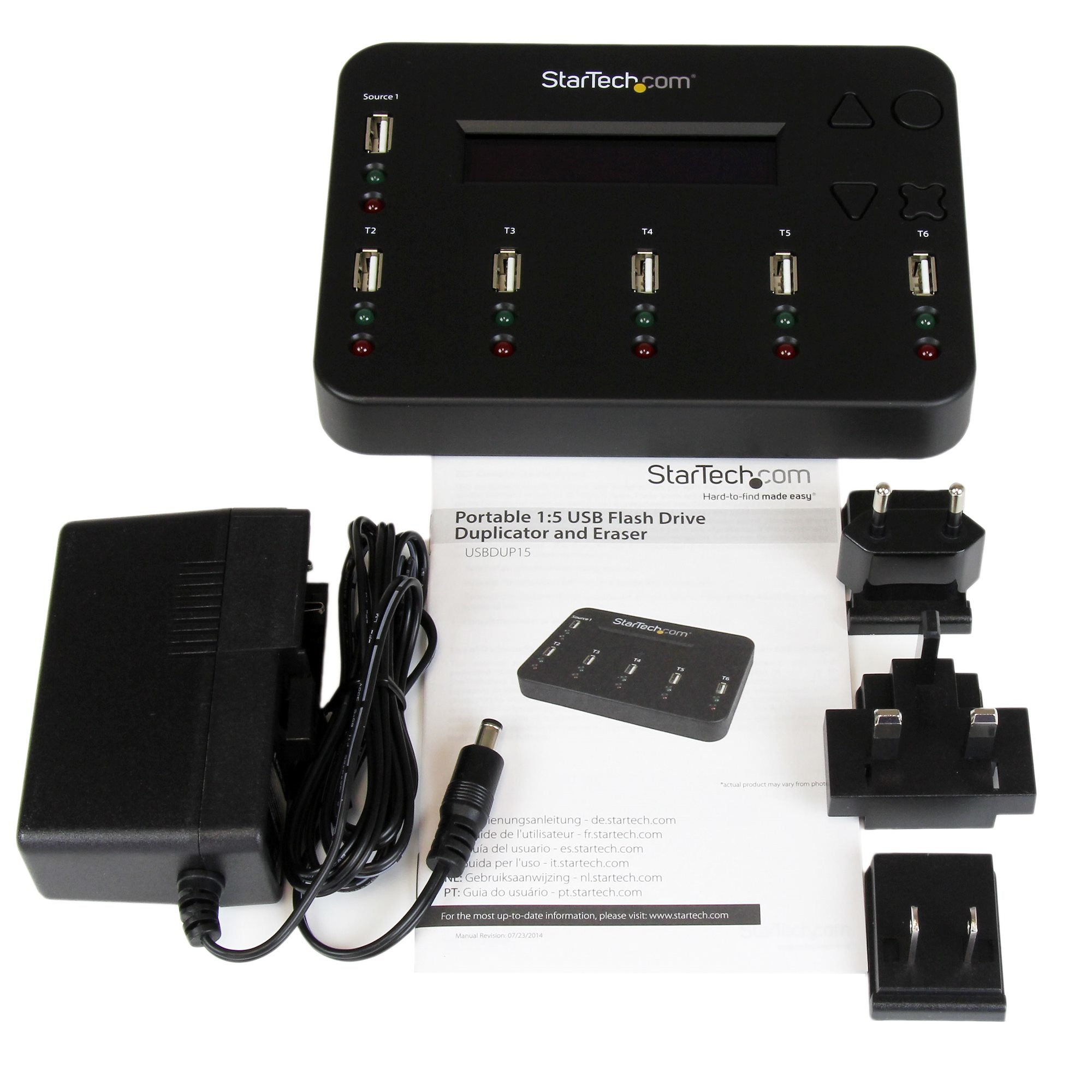 StarTech.com Duplicateur et Effaceur Autonome de 1 à 5 clés USB, Copieur de Plusieurs Clés USB, Copie Système et Fichier et Secteur par Secteur, 1,5 Go/min, Effacement en 3 Passes, Affichage LCD