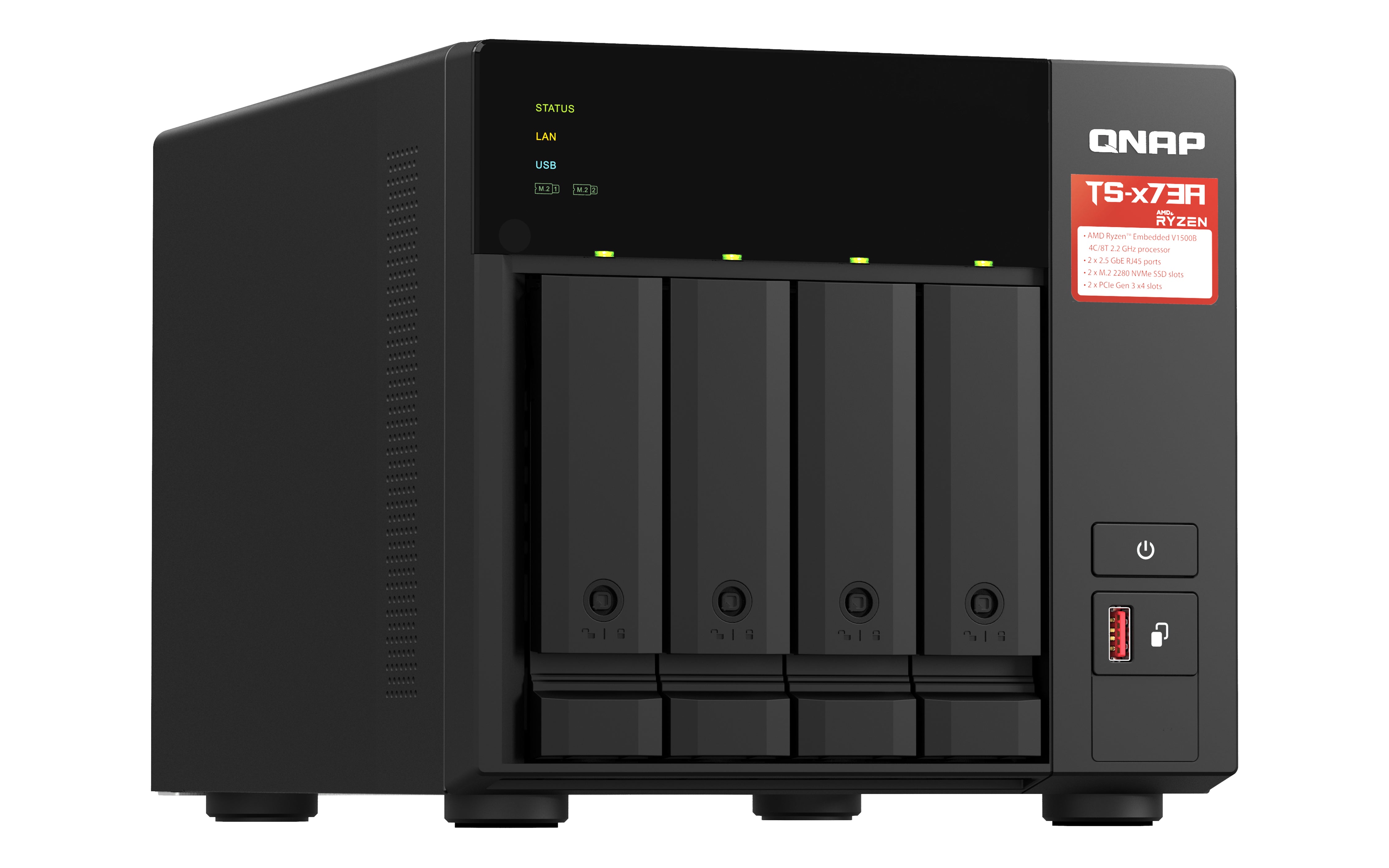QNAP TS-473A + QSW-1105-5T Bundle Pack NAS Tower Ryzen Embedded V1500B 8 Go DDR4 0 To QNAP Turbo System Noir