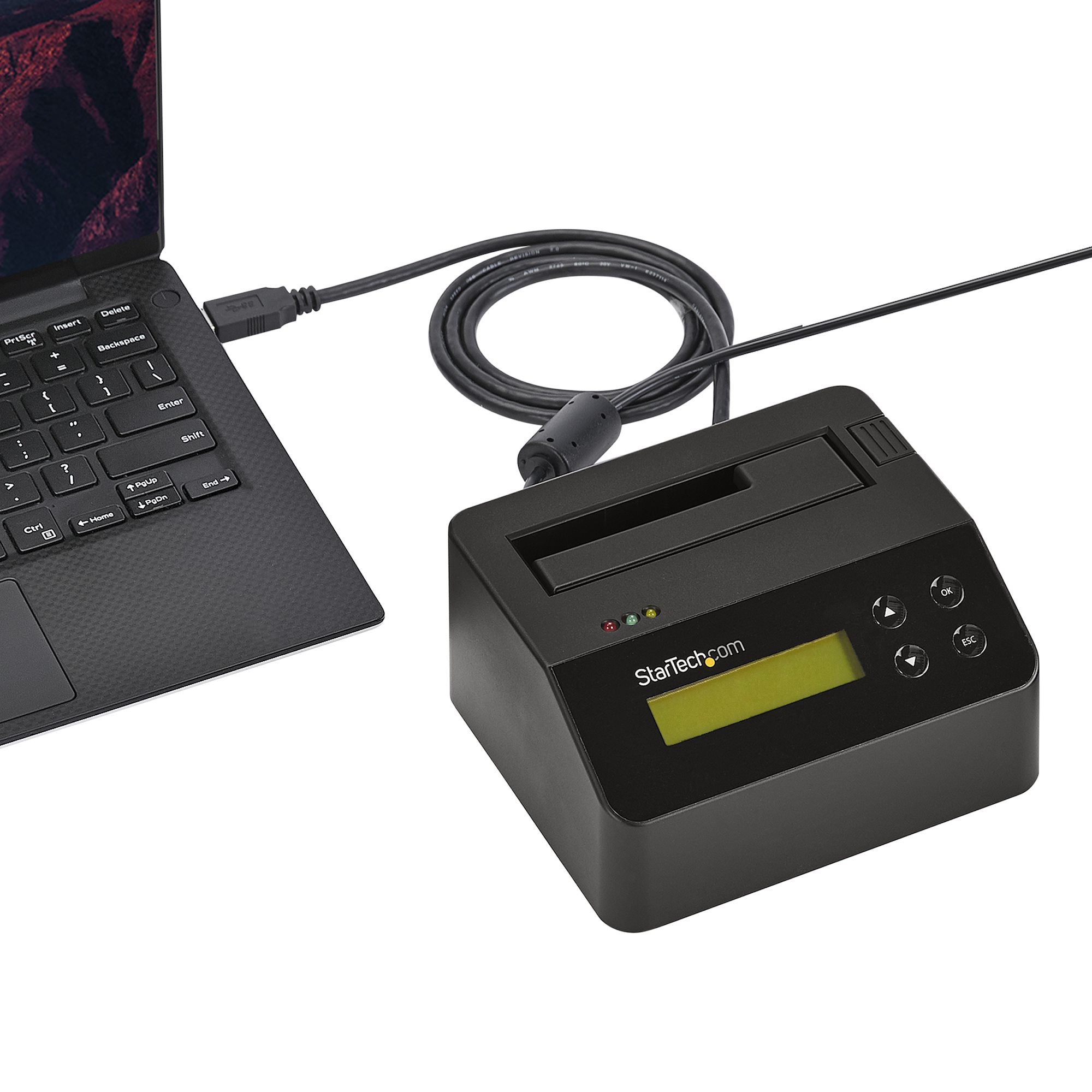 StarTech.com Effaceur de Disque Dur à Baie Unique, Nettoyeur de HDD/SSD Autonome, USB 3.0 à SATA II (3 Gbps), 9 Modes d'Effacement, Écran LCD, Dock de nettoyage de Disque Dur Secure Erase, Conforme TAA