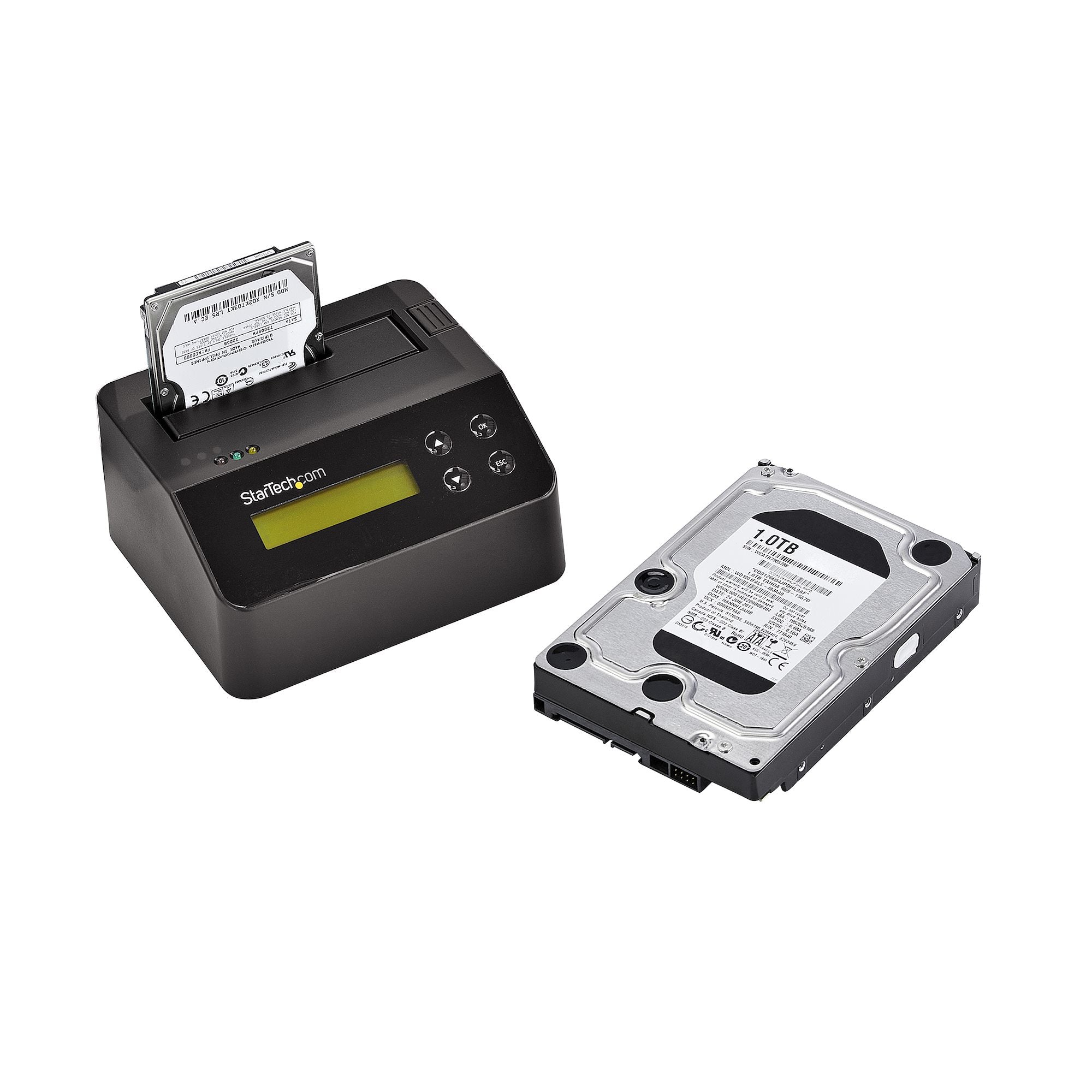 StarTech.com Effaceur de Disque Dur à Baie Unique, Nettoyeur de HDD/SSD Autonome, USB 3.0 à SATA II (3 Gbps), 9 Modes d'Effacement, Écran LCD, Dock de nettoyage de Disque Dur Secure Erase, Conforme TAA