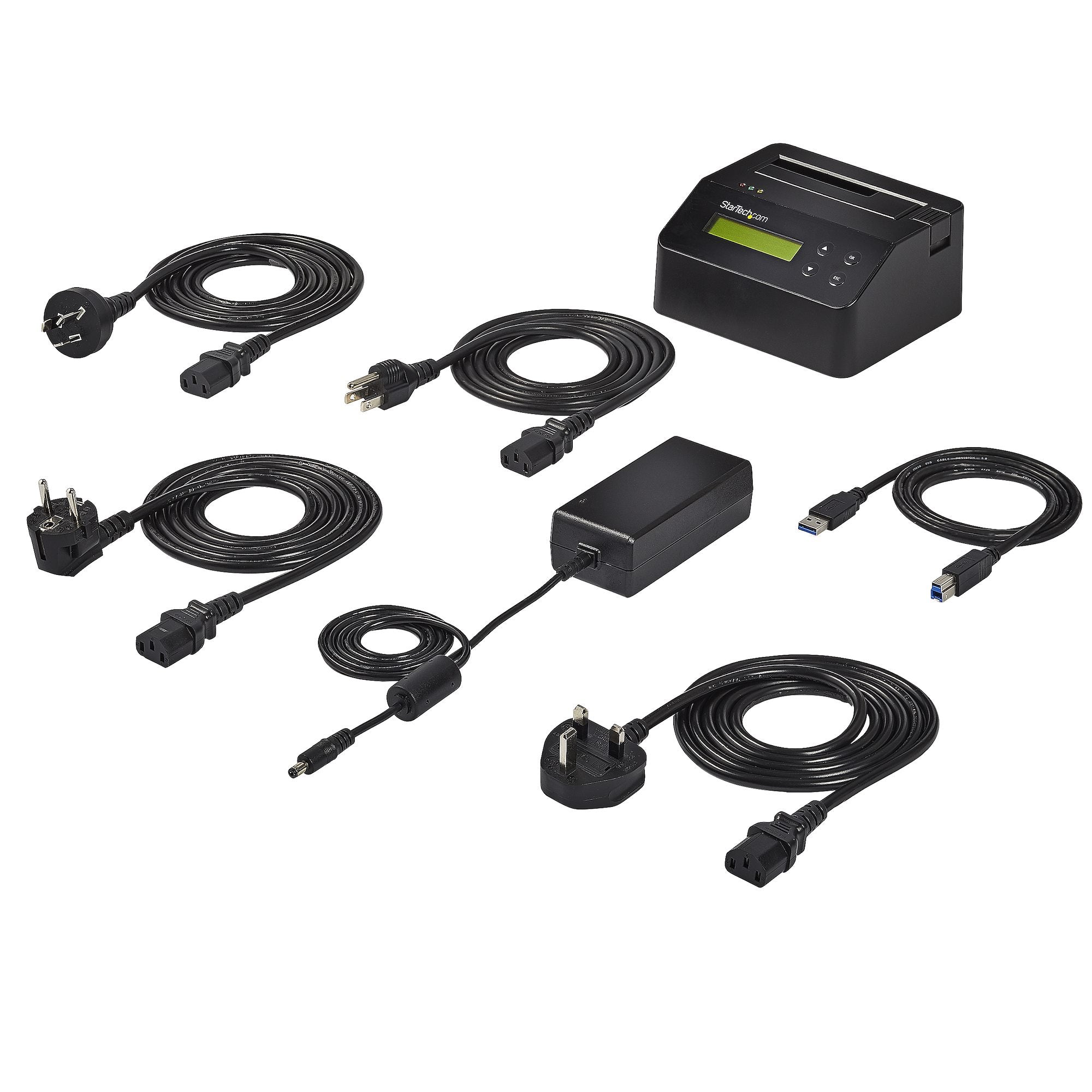 StarTech.com Effaceur de Disque Dur à Baie Unique, Nettoyeur de HDD/SSD Autonome, USB 3.0 à SATA II (3 Gbps), 9 Modes d'Effacement, Écran LCD, Dock de nettoyage de Disque Dur Secure Erase, Conforme TAA