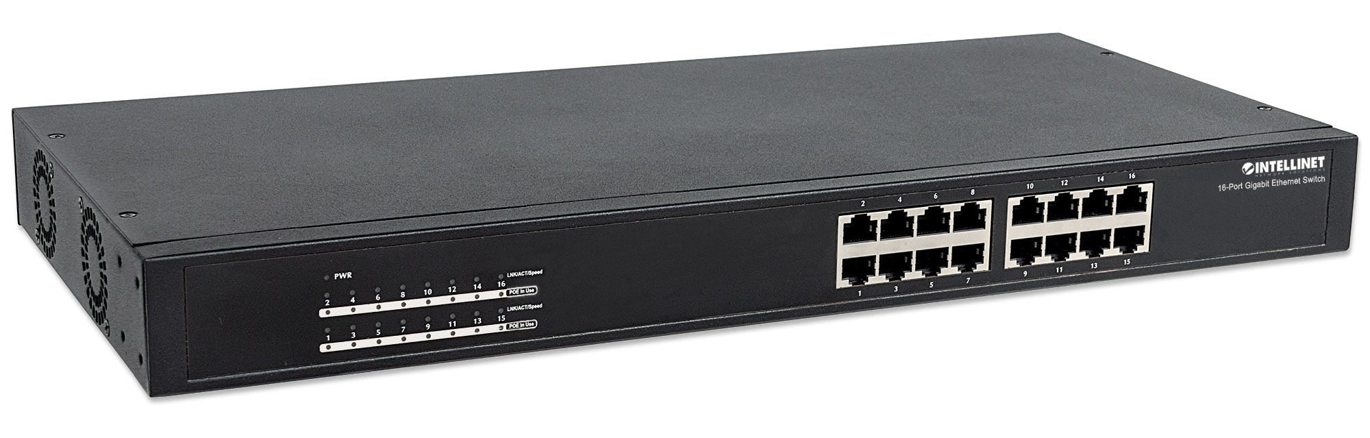 Intellinet 560993 commutateur réseau Non-géré L2 Gigabit Ethernet (10/100/1000) Connexion Ethernet, supportant l'alimentation via ce port (PoE) 1U Noir