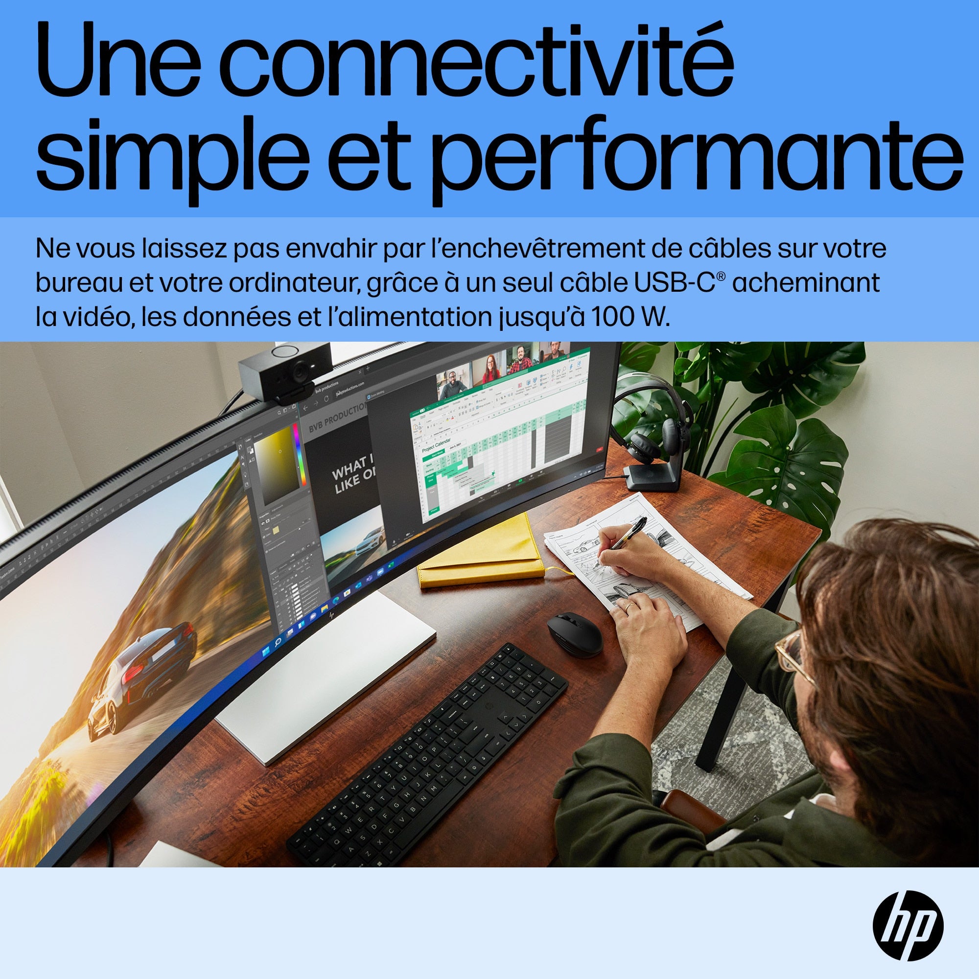 HP Écran incurvé DQHD E45c G5