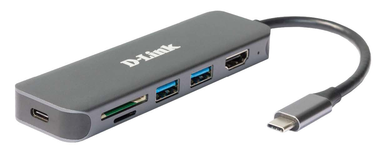 D-Link Hub USB-C 6-en-1 avec HDMI/lecteur de carte/alimentation DUB-2327
