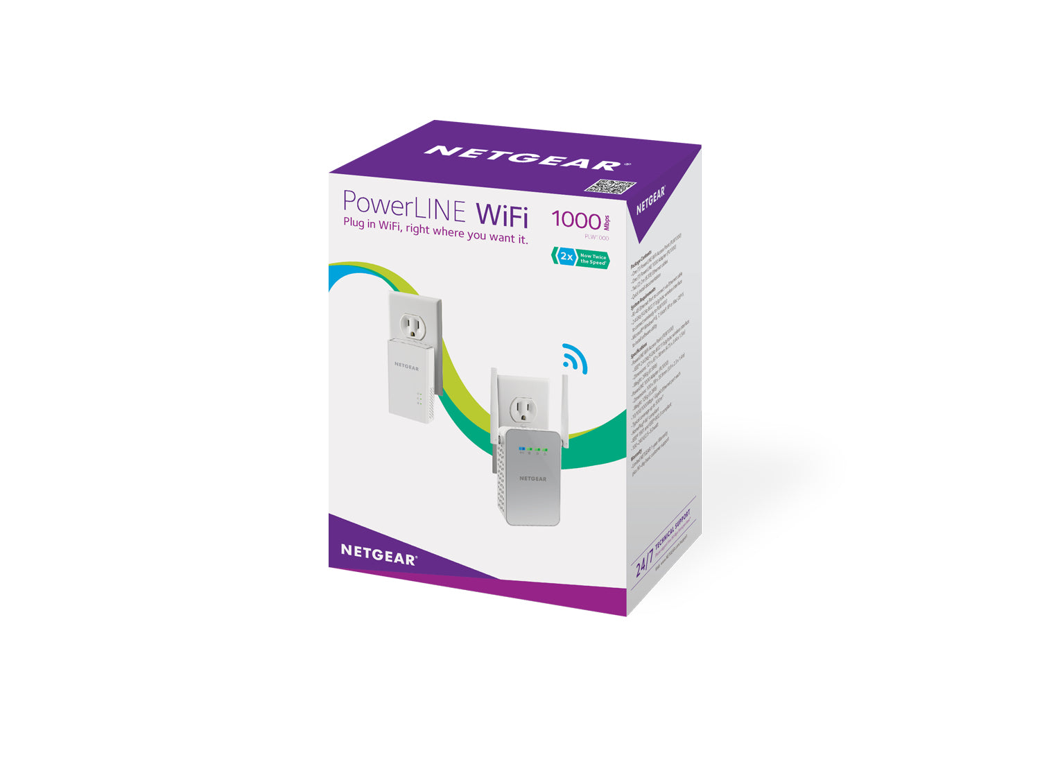 NETGEAR PLW1000 1000 Mbit/s Ethernet/LAN Wifi Blanc