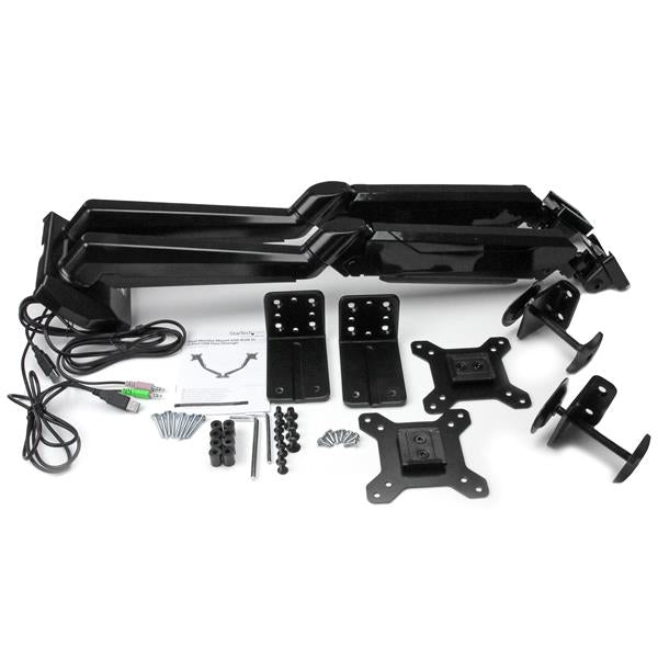 StarTech.com Support de bureau pour 2 écrans avec 2 ports USB et audio passthrough intégrés