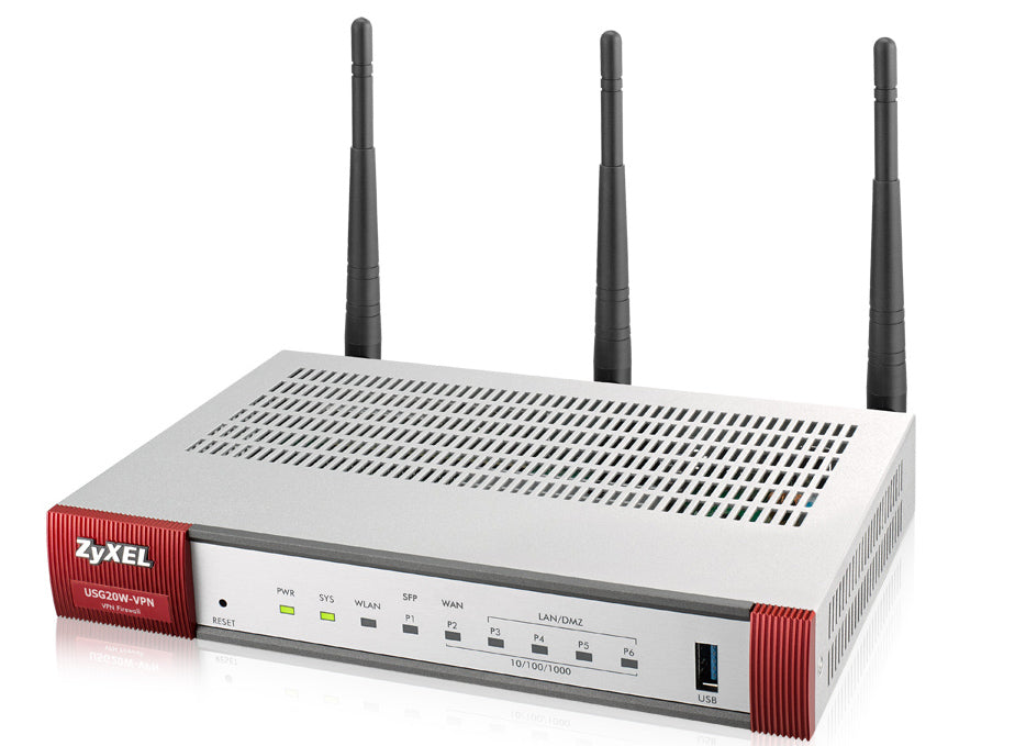 Zyxel USG20W-VPN-EU0101F routeur sans fil Gigabit Ethernet Bi-bande (2,4 GHz / 5 GHz) Gris, Rouge