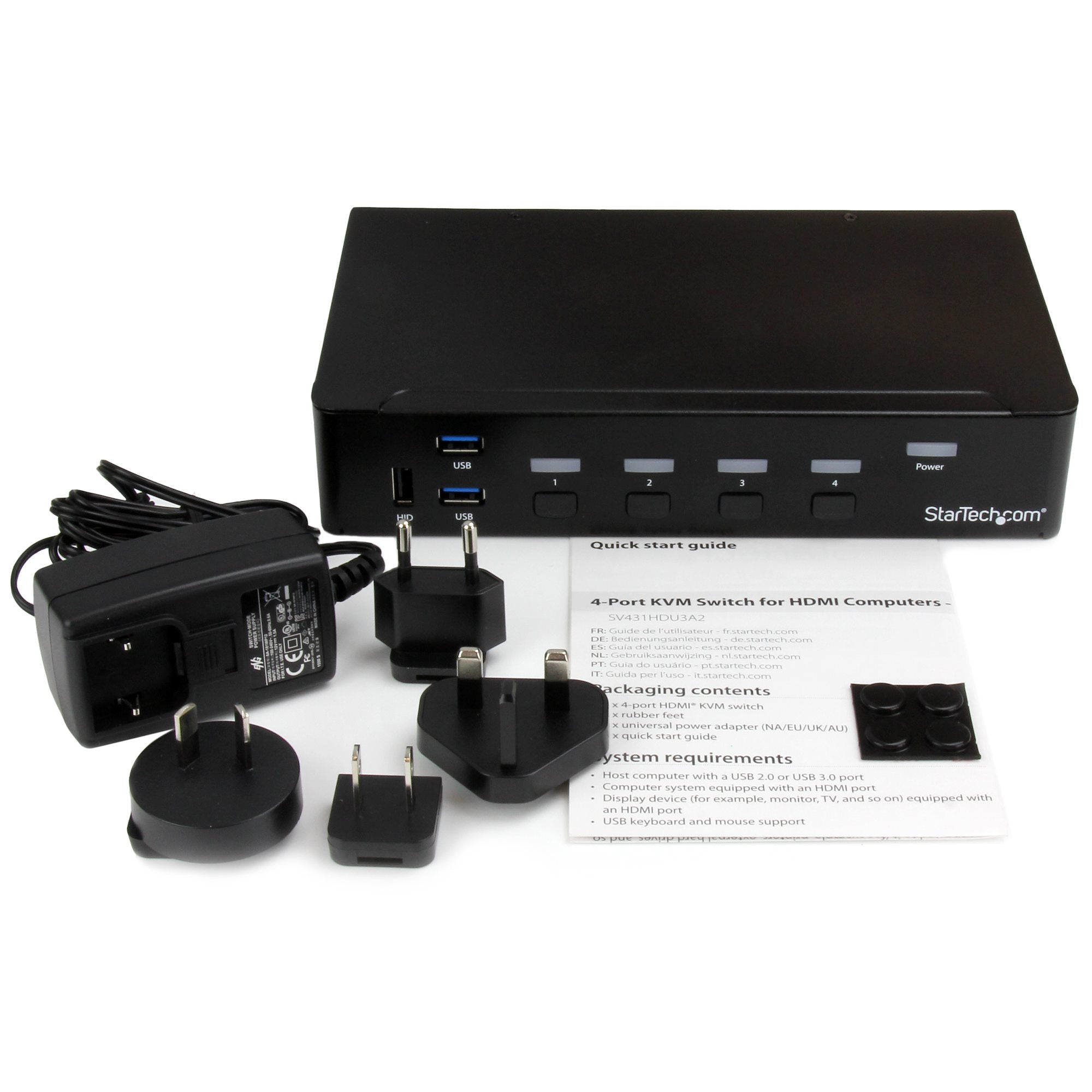 StarTech.com Switch KVM USB HDMI à 4 ports avec hub USB 3.0 intégré - 1080p