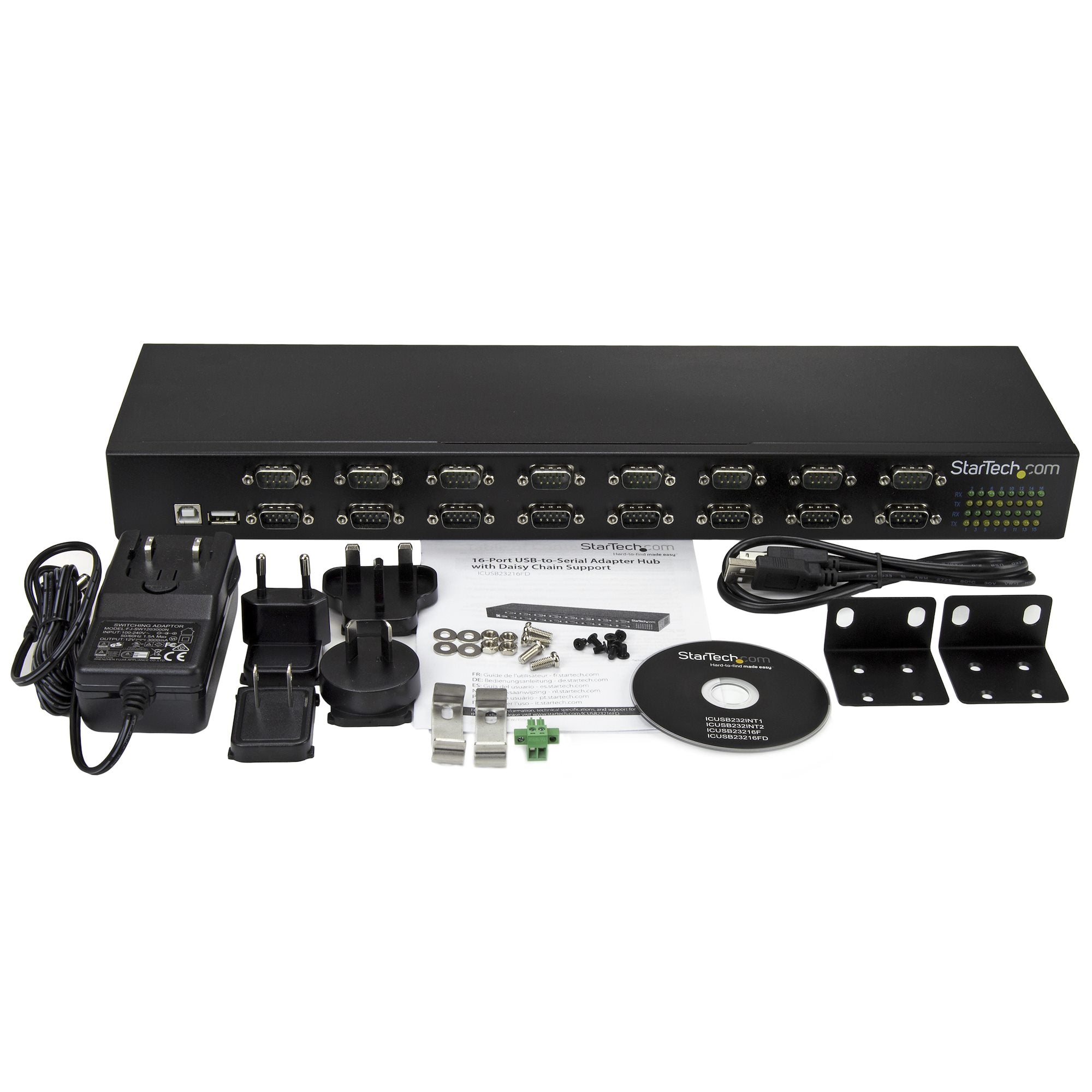 StarTech.com Hub série RS232 à 16 ports - Adaptateur USB vers 16x DB9 RS232 à montage en rack