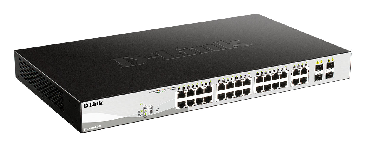 D-Link DGS-1210-24P Géré L2 Gigabit Ethernet (10/100/1000) Connexion Ethernet, supportant l'alimentation via ce port (PoE) Noir