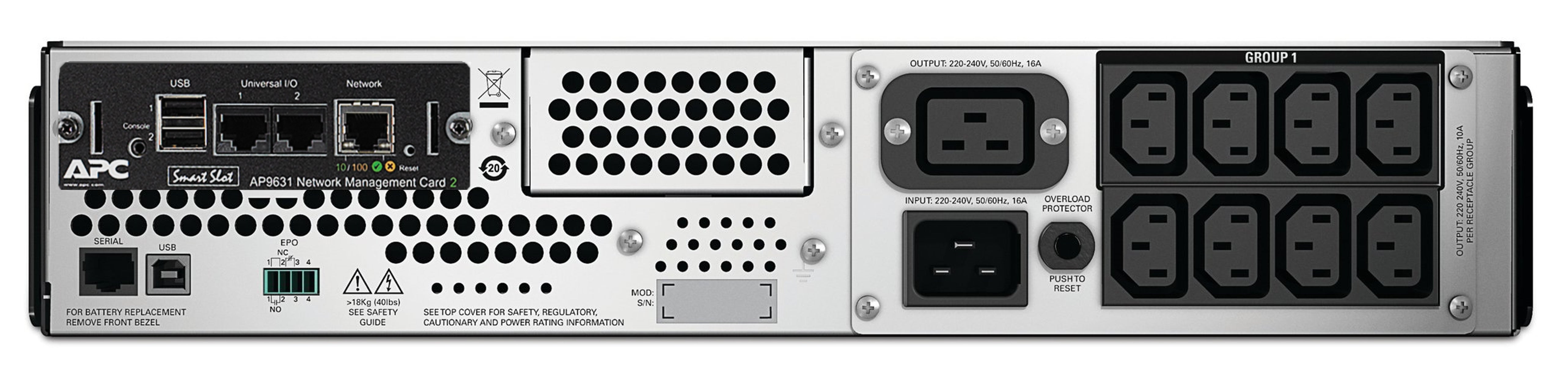 APC Smart-UPS SMT2200RMI2UNC - 8x C13, 1x C19, USB, montable en rack, NMC, 2200VA