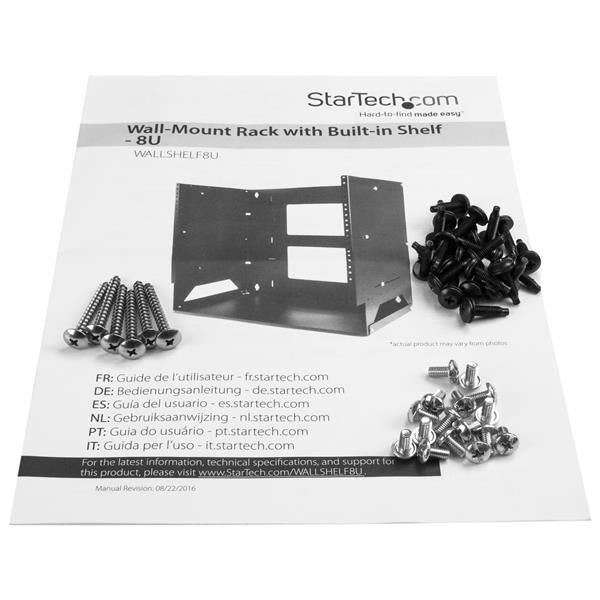 StarTech.com Rack Réseau Mural 8U à 2 Montants avec Étagère Intégrée, Rack de Données Mural avec Profondeur Ajustable pour Équipement AV/Ordinateur/IT, Petit Rack de Serveur Mural - Conforme TAA