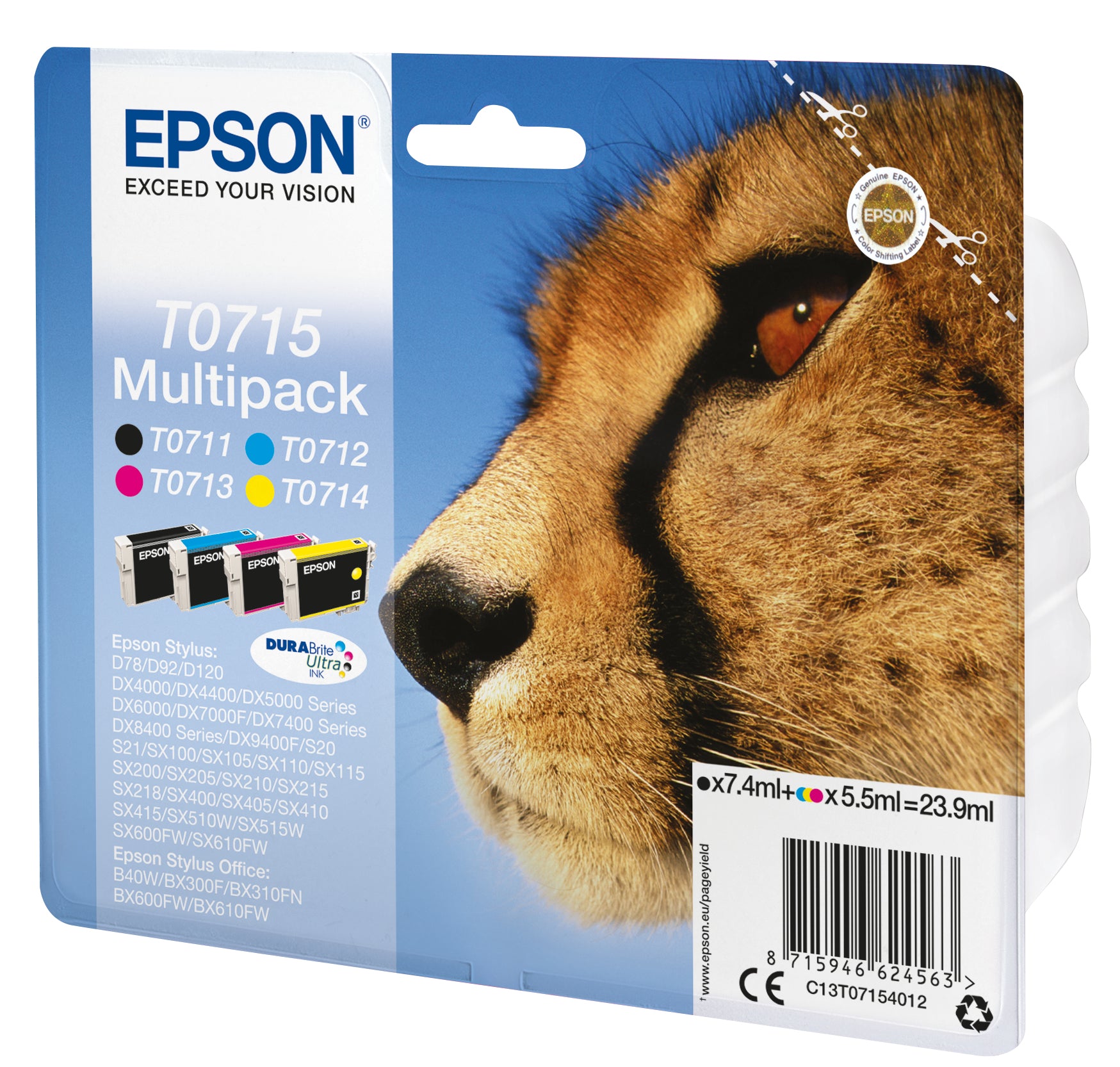 Epson Multipack "Guépard" (T0715) - Encres DURABrite Ultra N, C, M, J