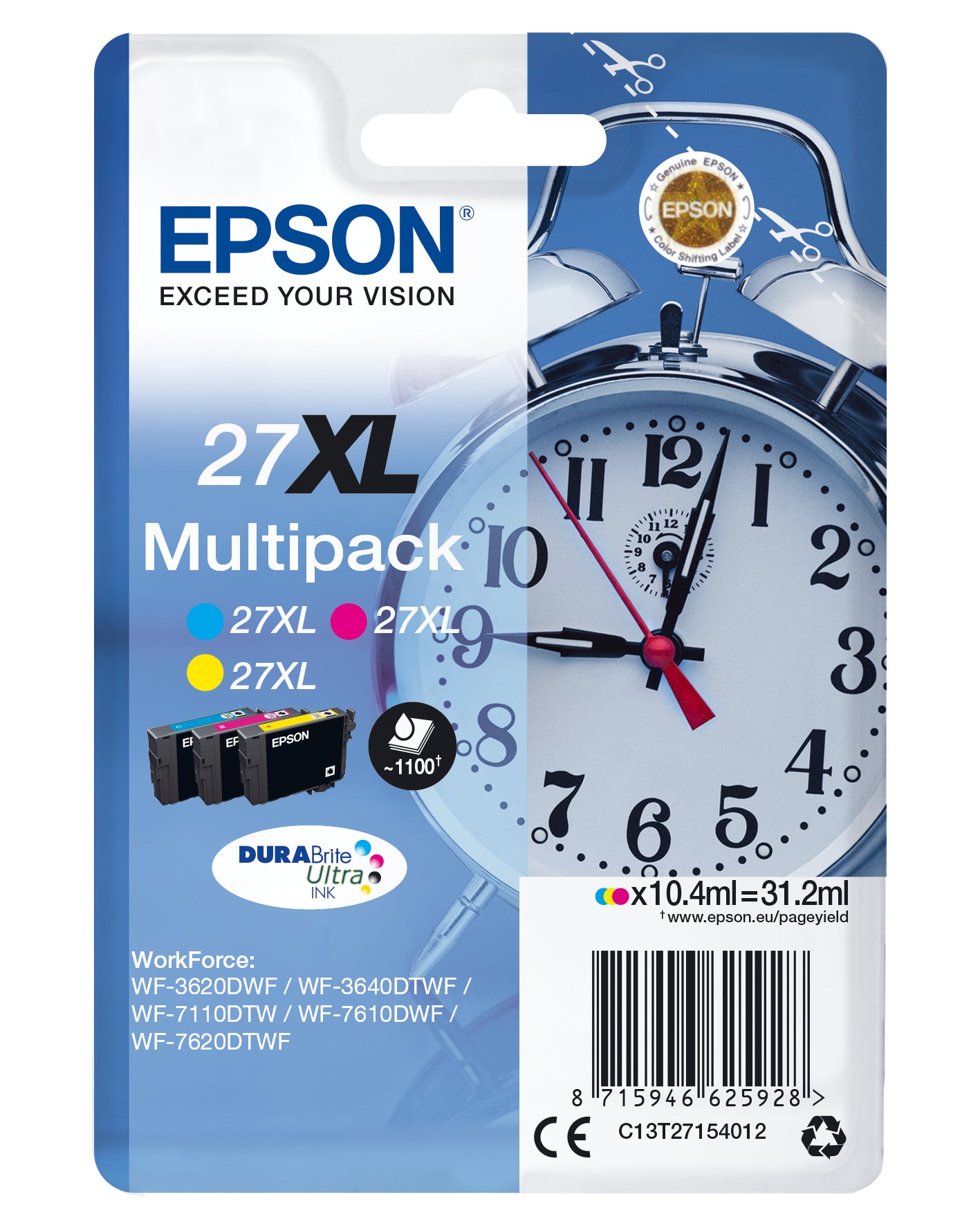 Epson Alarm clock Multipack "Réveil" 27XL - Encre DURABrite Ultra C,M,J