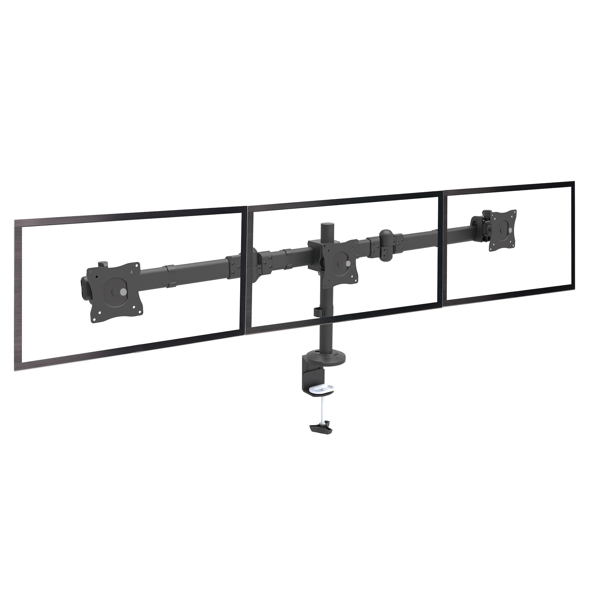 StarTech.com Support de Bureau Bras Triple pour Moniteur - Support VESA 3 Écran jusqu'à 27" - Mât Articulé/Réglable - Inclinaison/Pivotement/Rotation de l'Écran - Pince de Bureau/Anneau