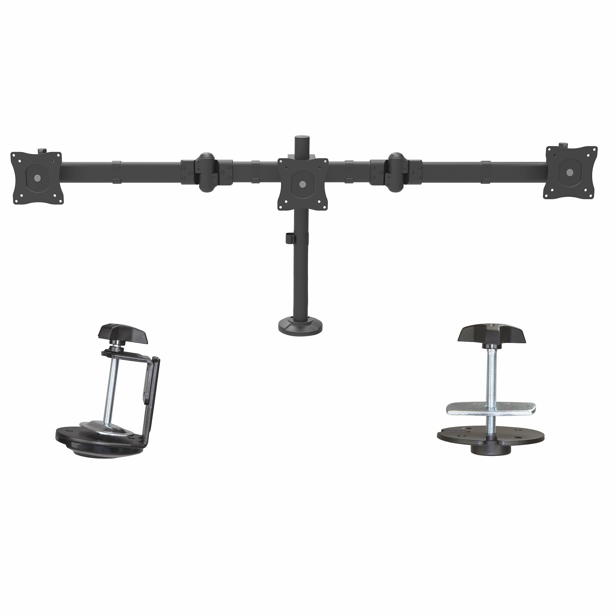 StarTech.com Support de Bureau Bras Triple pour Moniteur - Support VESA 3 Écran jusqu'à 27" - Mât Articulé/Réglable - Inclinaison/Pivotement/Rotation de l'Écran - Pince de Bureau/Anneau