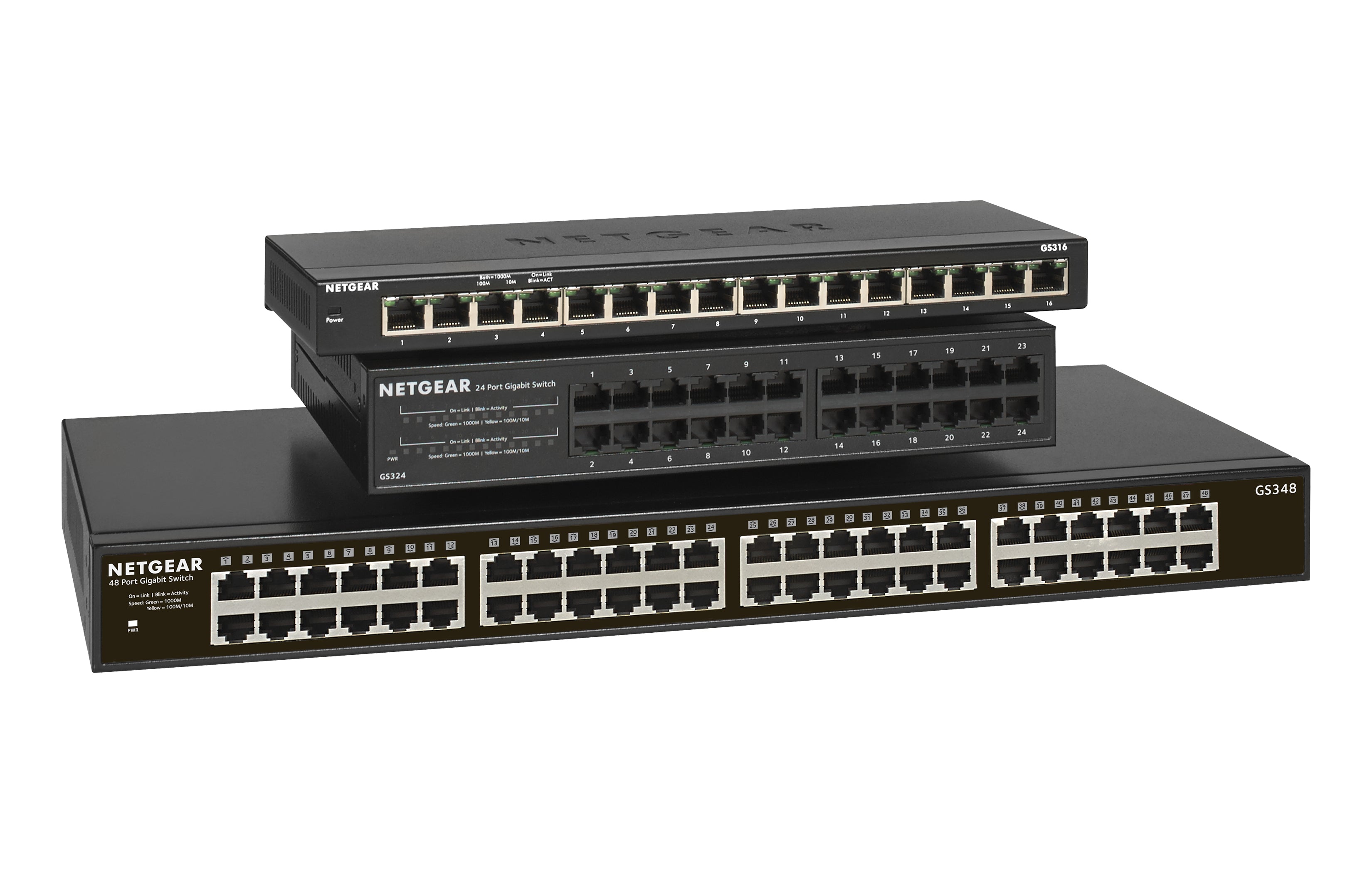 NETGEAR GS348 Non-géré Gigabit Ethernet (10/100/1000) 1U Noir