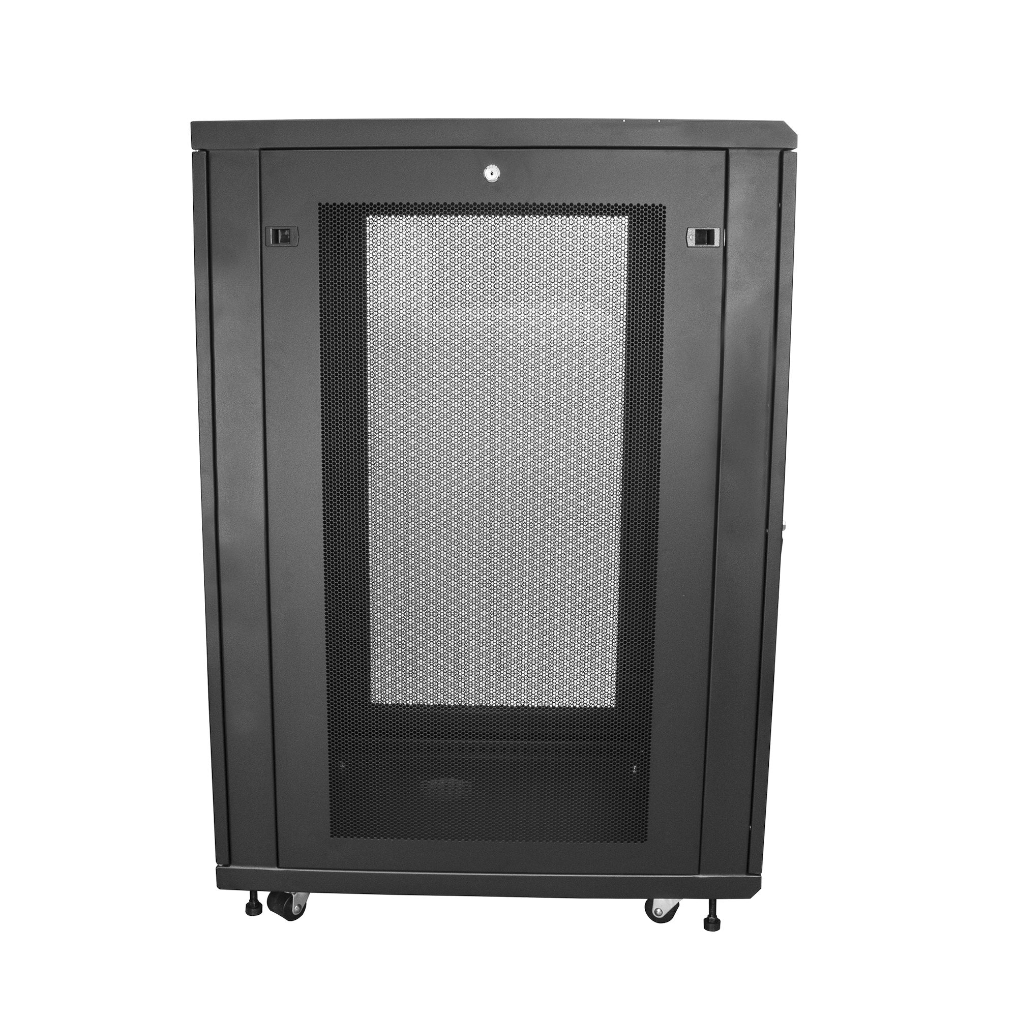 StarTech.com Armoire Rack Serveur 24U à 4 Montants, Armoire Verrouillable 19" pour Ordinateur/AV/Équipement IT, Rack Réseau pour Bureau/Domicile avec Roulettes et Rails de Montage Ajustables