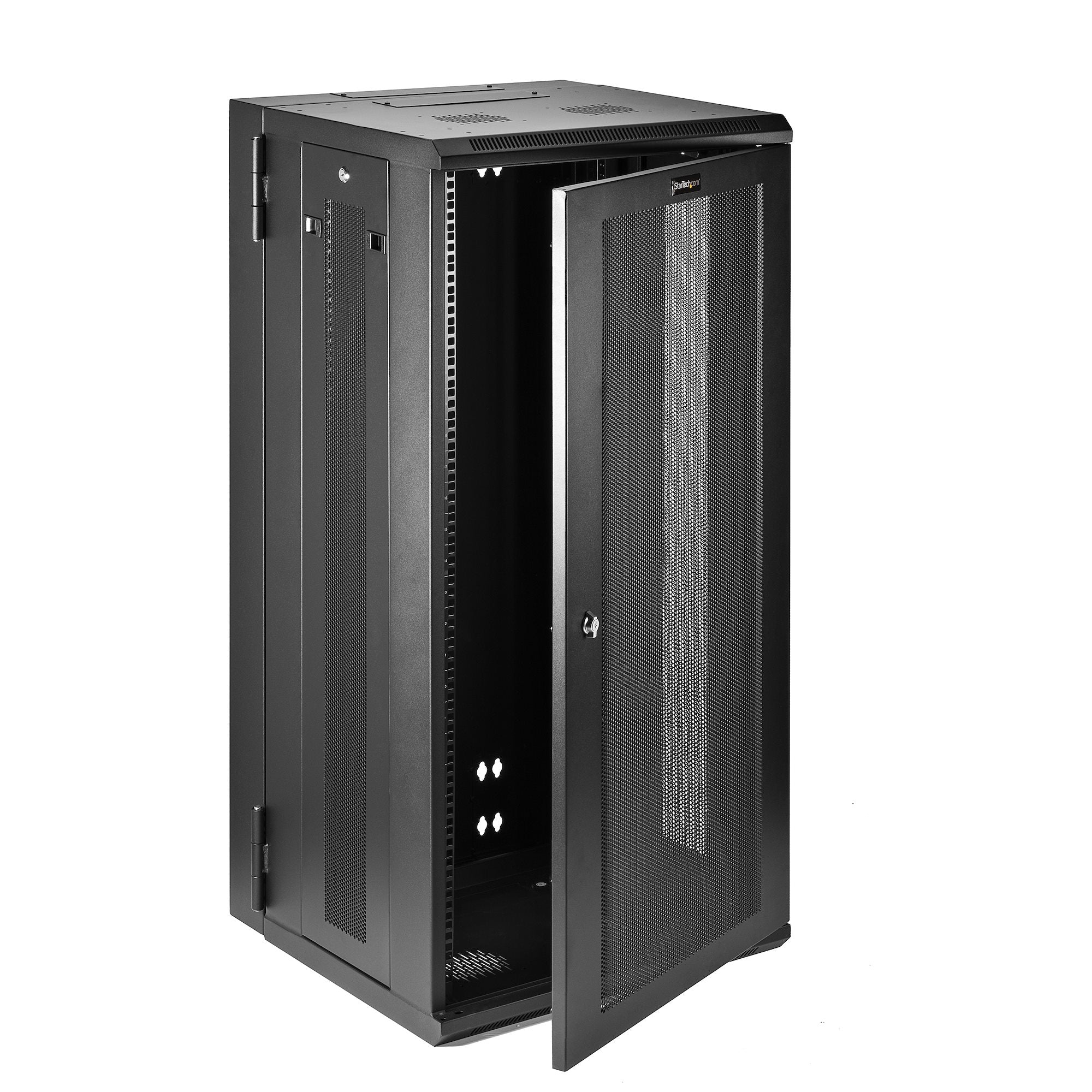 StarTech.com Armoire Réseau Murale à 4 Montants 26U avec Étagère 1U, Armoire Serveur Murale 19" à Charnières pour Équipement IT/AV/Électronique/Ordinateur, Armoire Rack Ventilée Flexible