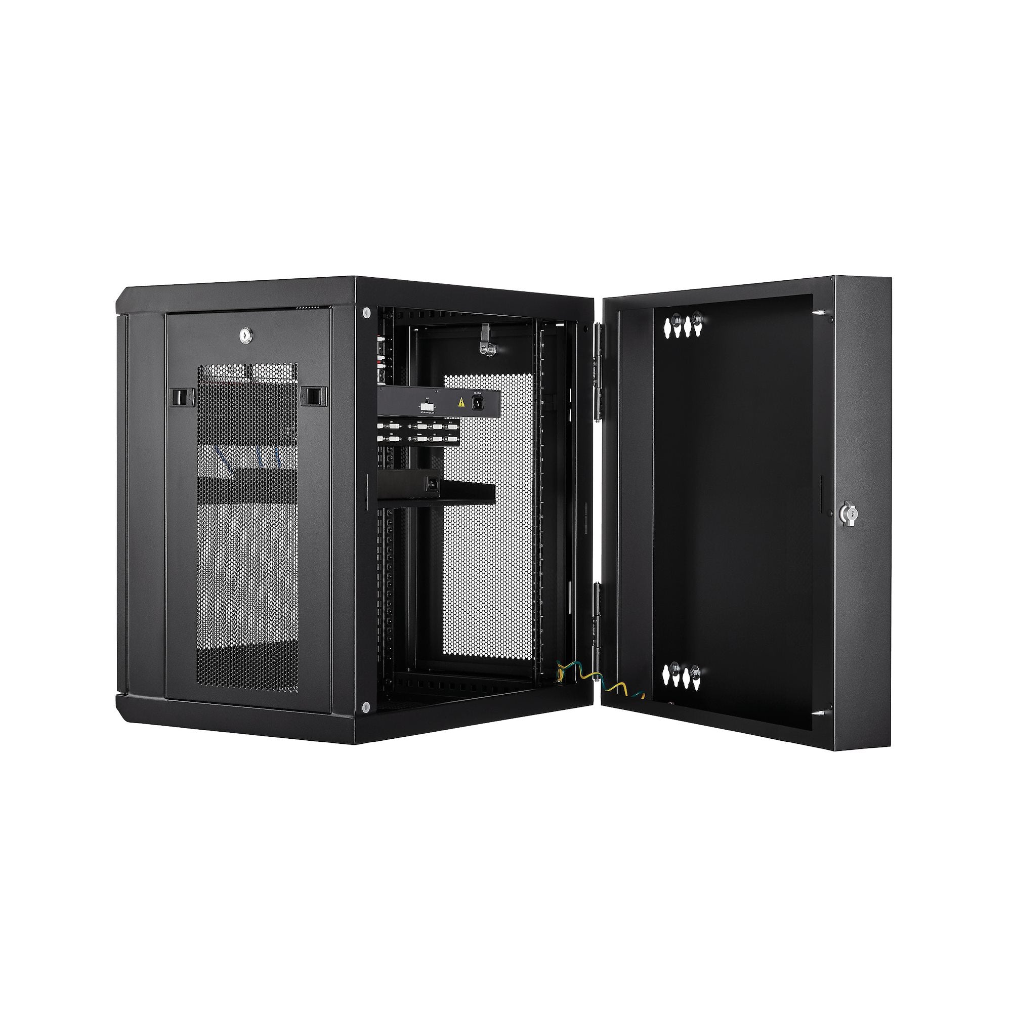 StarTech.com Armoire Réseau Murale à 4 Montants 12U avec Étagère 1U, Armoire Serveur Murale 19" à Charnières pour Équipement IT/AV/Électronique/Ordinateur, Armoire Rack Ventilée Flexible