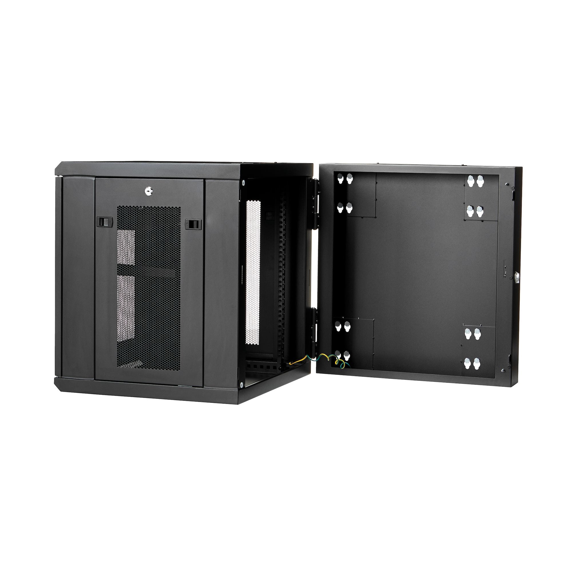 StarTech.com Armoire Réseau Murale à 4 Montants 12U avec Étagère 1U, Armoire Serveur Murale 19" à Charnières pour Équipement IT/AV/Électronique/Ordinateur, Armoire Rack Ventilée Flexible