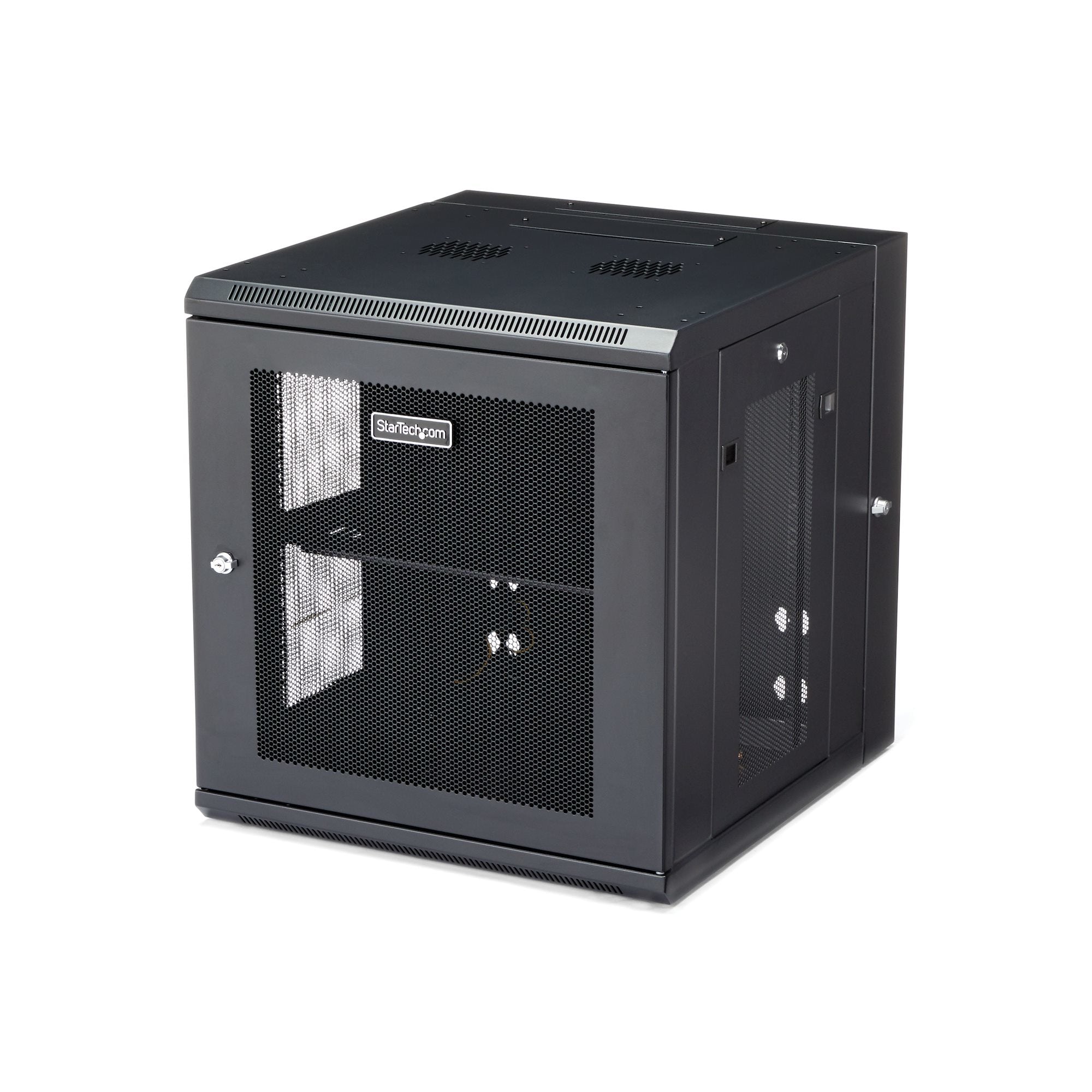StarTech.com Armoire Réseau Murale à 4 Montants 12U avec Étagère 1U, Armoire Serveur Murale 19" à Charnières pour Équipement IT/AV/Électronique/Ordinateur, Armoire Rack Ventilée Flexible