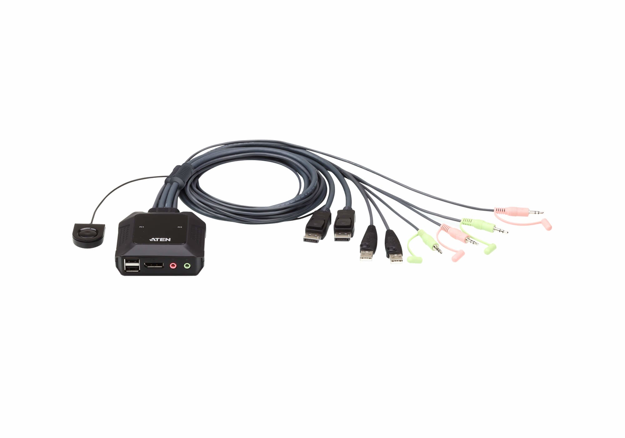 ATEN Commutateur KVM câble DisplayPort USB 2 ports avec sélecteur de port distant