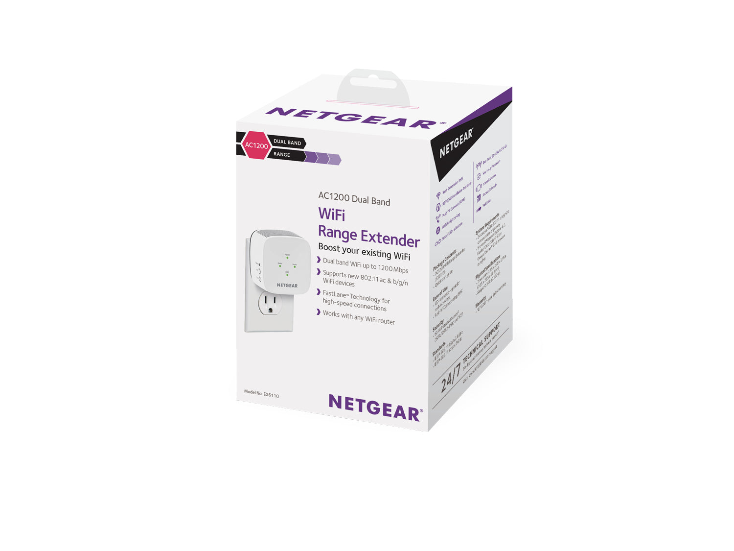 NETGEAR EX6110 Émetteur et récepteur réseau Blanc 10, 100, 300 Mbit/s